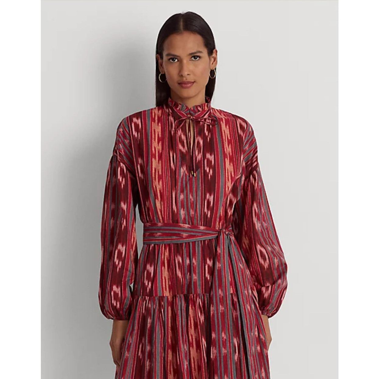 Lauren Ralph Lauren Lauren Ralph Lauren Geo-Stripe Belted Cotton Voile Dress Size XL / US 12-14 / IT 48-50 - 2 Thumbnail