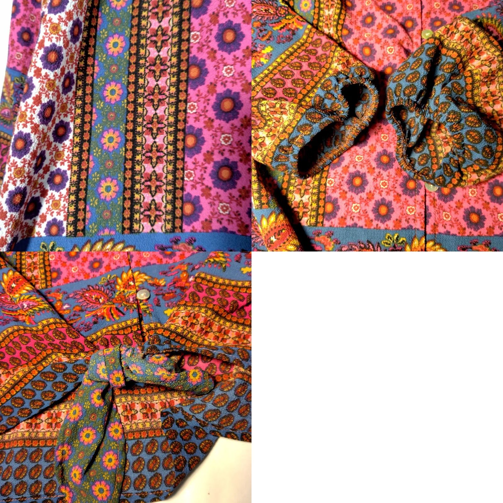 Vintage Figueroa & Flower Blouse Petite PL Button Up Tapestry Floral Tie Waist Boho Shirt Womens Size L / US 10 / IT 46 - 10 Thumbnail
