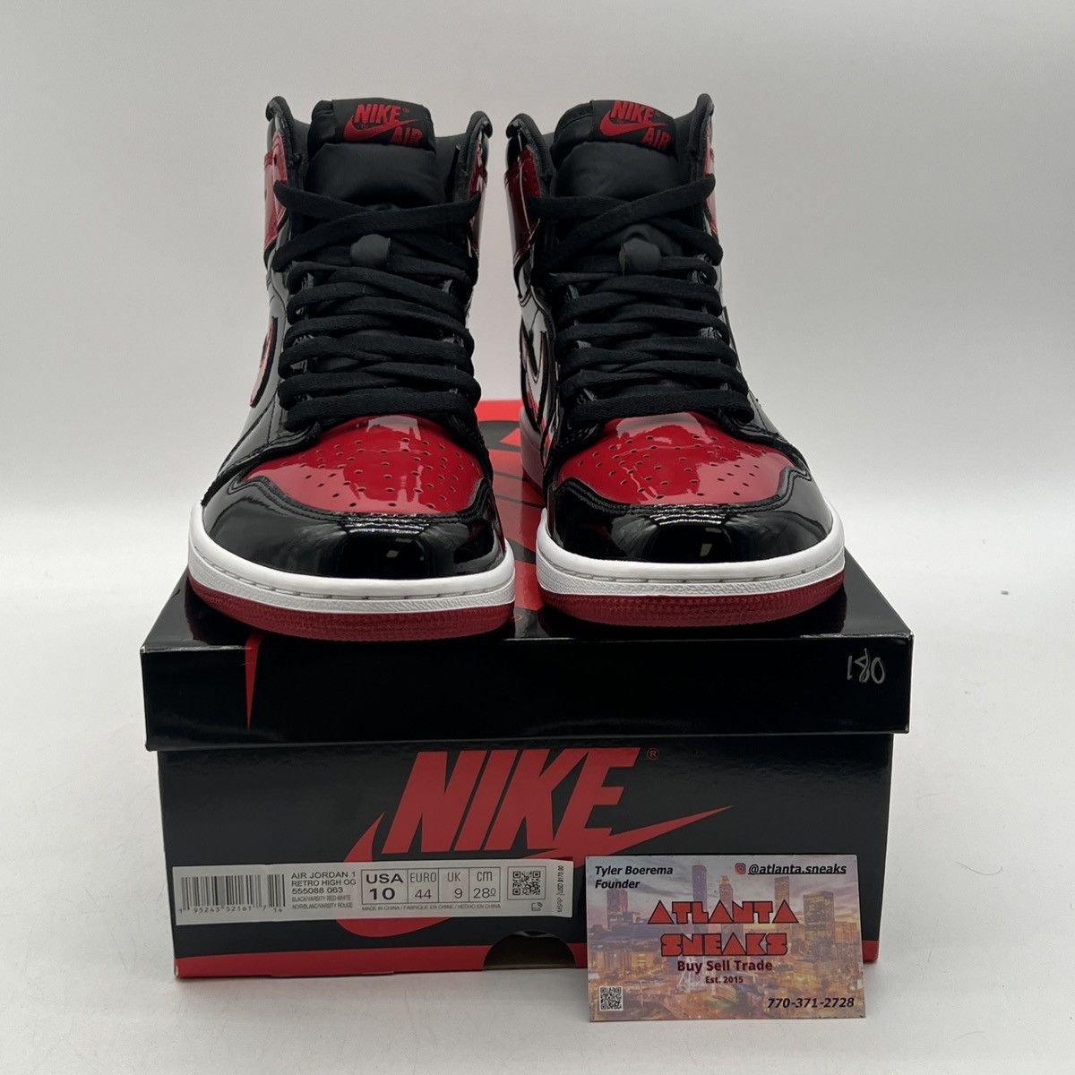 Nike Air Jordan 1 high patent bred Size US 10 / EU 43 - 2 Thumbnail