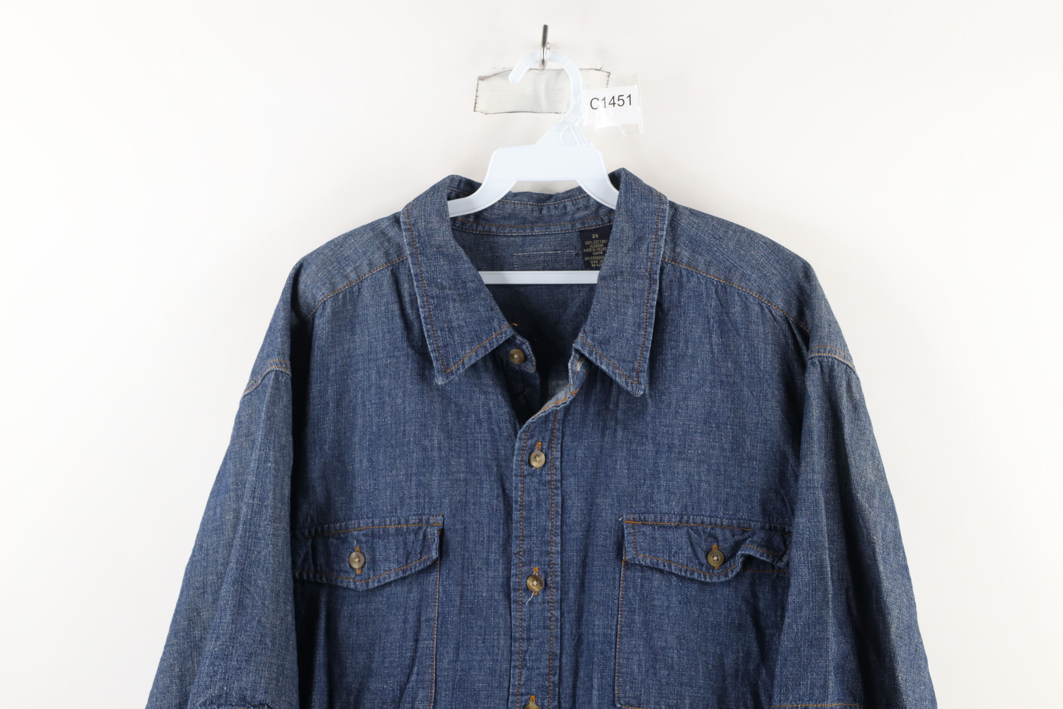 Vintage Vintage 90s Streetwear Denim Jean Collared Button Shirt Size US XXL / EU 58 / 5 - 2 Thumbnail