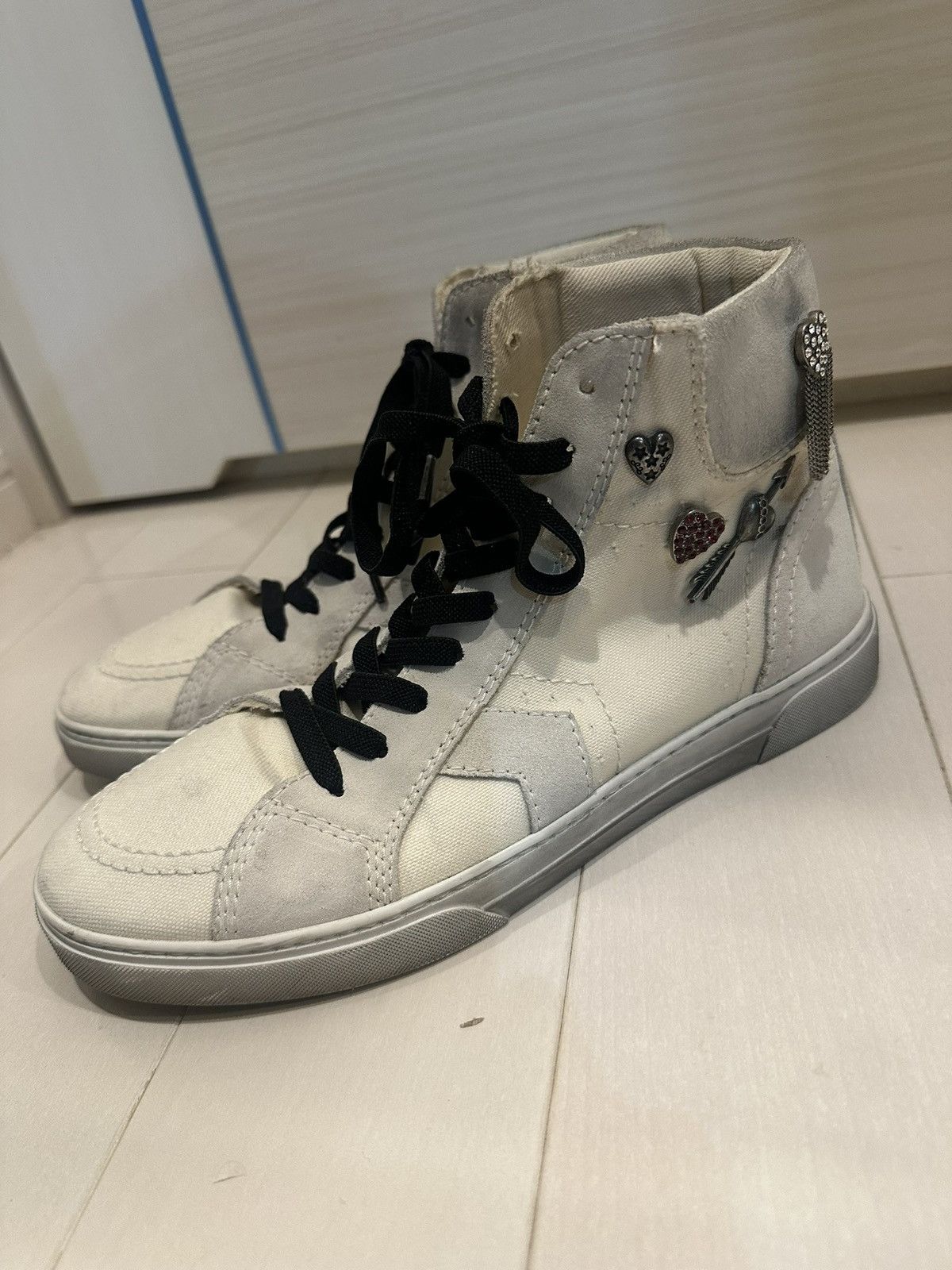 Saint Laurent Paris 17aw Saint Laurent Smoking Forever High-Top Sneakers Size US 7 / EU 40 - 6 Thumbnail