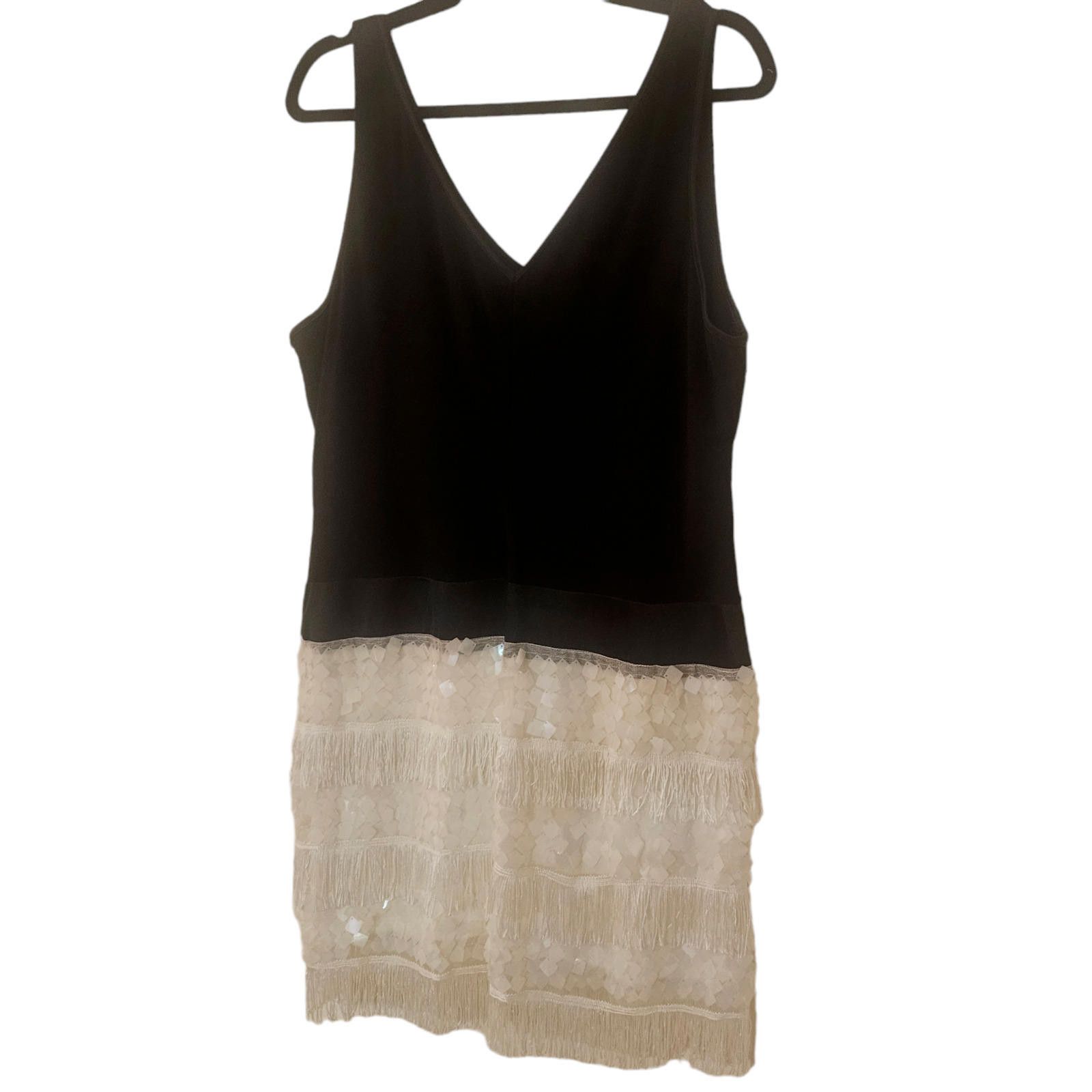 Designer Vintage Sequined Flapper Dress By Robbie Bee Evening SZ 10 Size L / US 10 / IT 46 - 2 Thumbnail