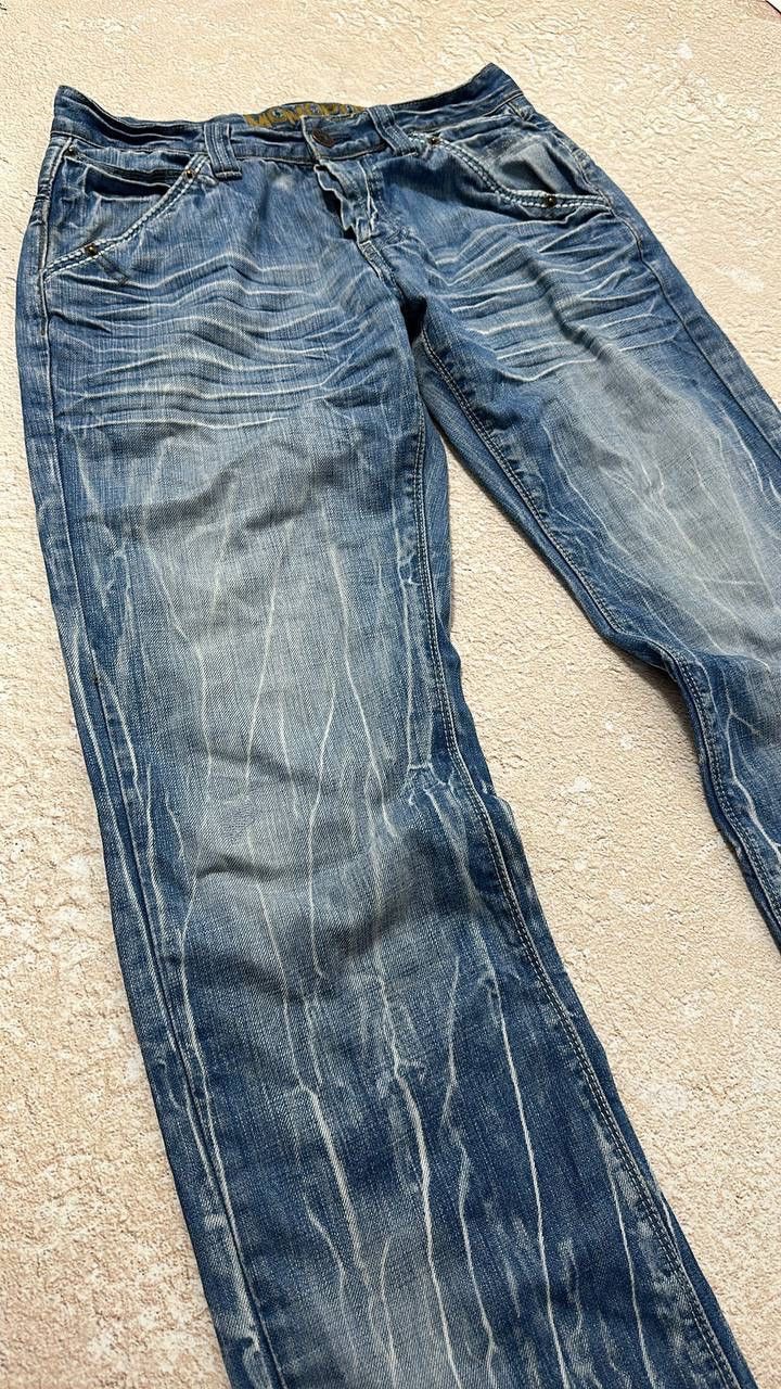 Japanese Brand Jeans Dirty pants Faded Crash denim thrashed y2k distressed Size US 32 / EU 48 - 3 Thumbnail