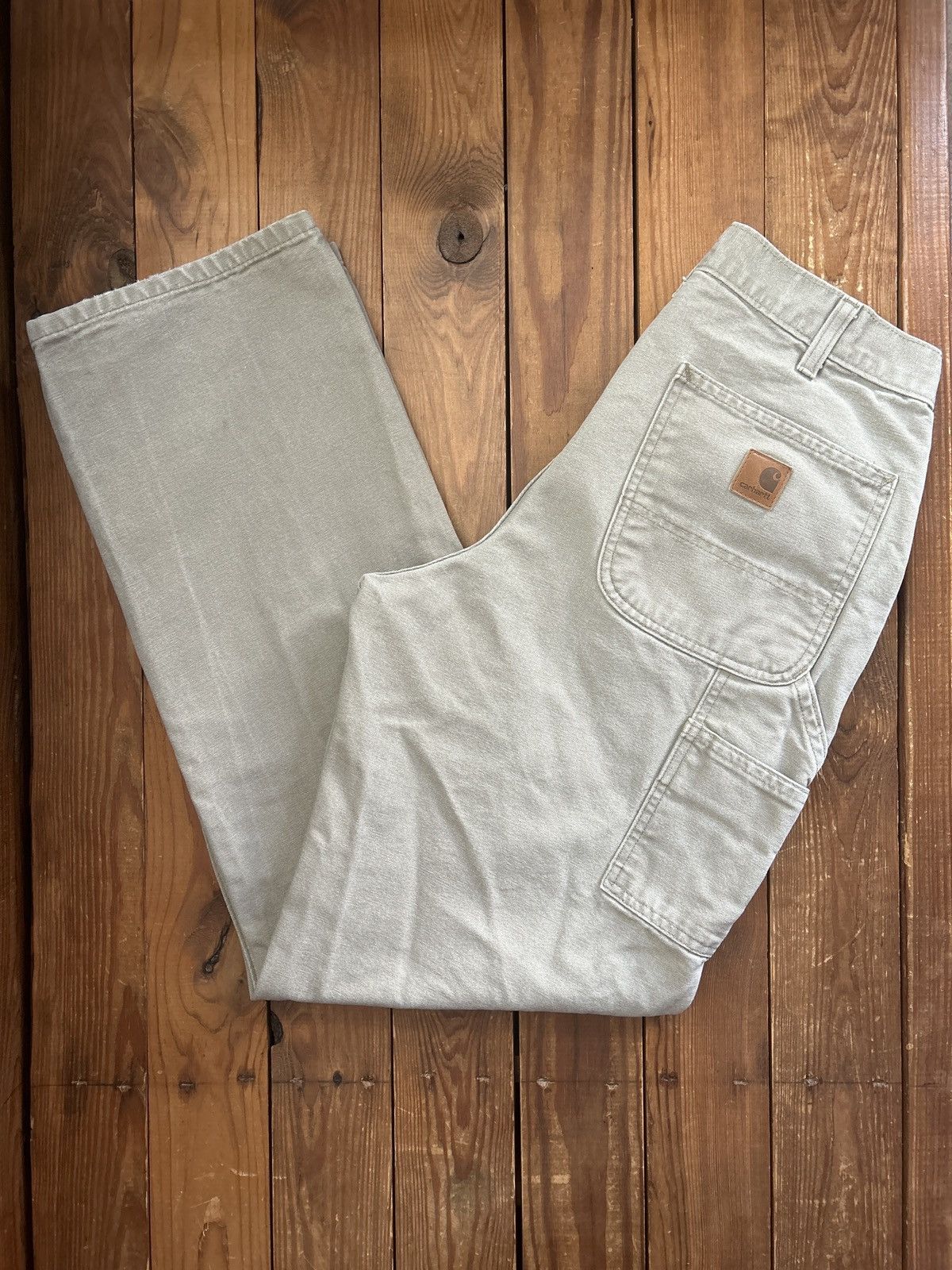 Carhartt × Vintage Vintage 90s Carhartt Grey Canvas Carpenter Work Pants Size US 30 / EU 46 - 1 Thumbnail