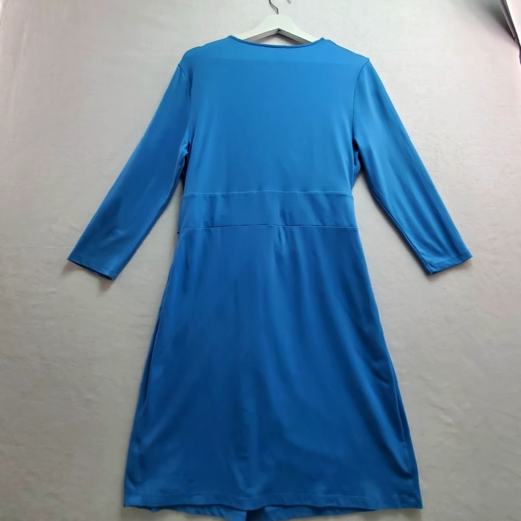 Talbots Talbots Faux Wrap Dress Women's Large Petite Blue Nylon Stretch Surplice Neck Dress Size L / US 10 / IT 46 - 7 Thumbnail