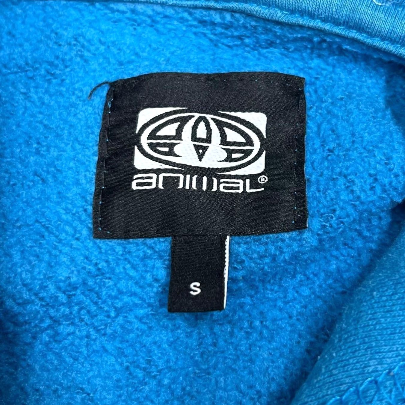 Vintage ANIMAL Classic Embroidered Big Logo Spellout Surfer Skater Pullover Hoodie Small Mens Hoodie Blue 90s Style Embroidered Logo Front Sleeve Size US S / EU 44-46 / 1 - 4 Thumbnail
