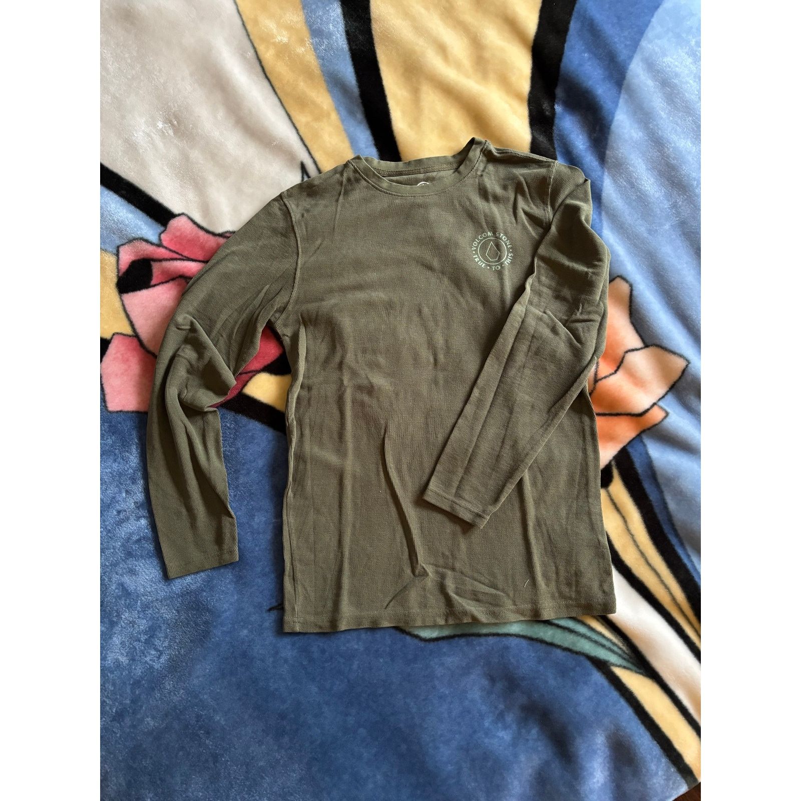 Volcom Volcom Olive Green Ribbed Long Sleeve Shirt Thermal Size US L / EU 52-54 / 3 - 1 Thumbnail