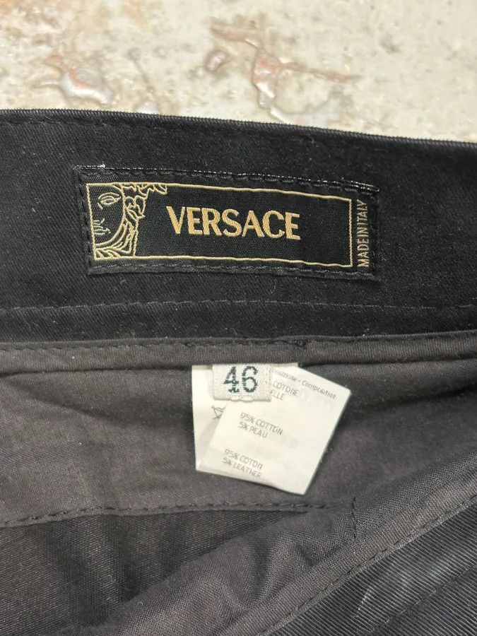 Versace 2000s Versace Black Biker Coton & Leather Pants Size US 30 / EU 46 - 10 Thumbnail