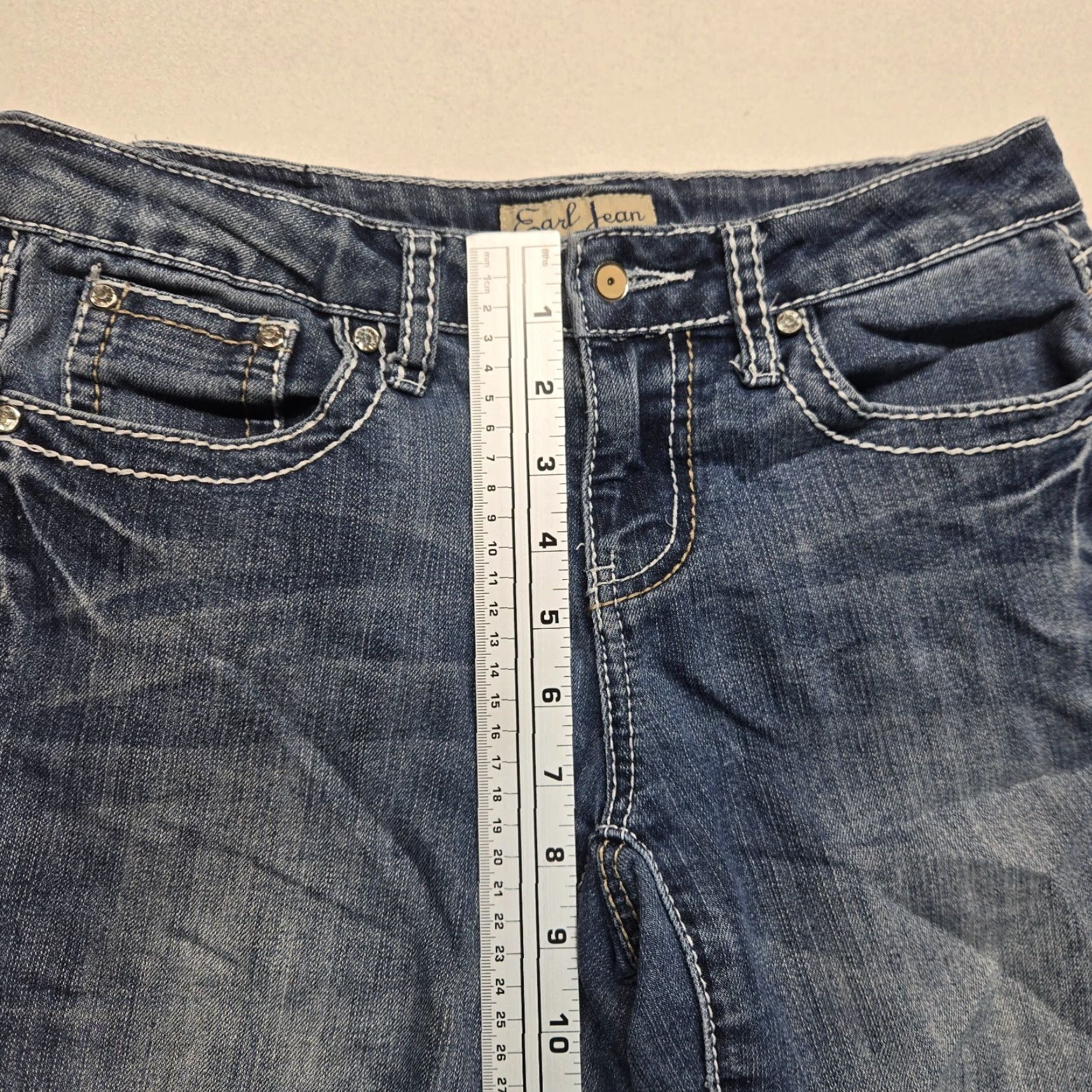 Vintage Earl Jean Jeans Denim Straight Leg Low Rise Petite 2P Womens Blue Denim Jeans 5-Pocket Design Vintage No Size 26" / US 2 / IT 38 - 5 Thumbnail
