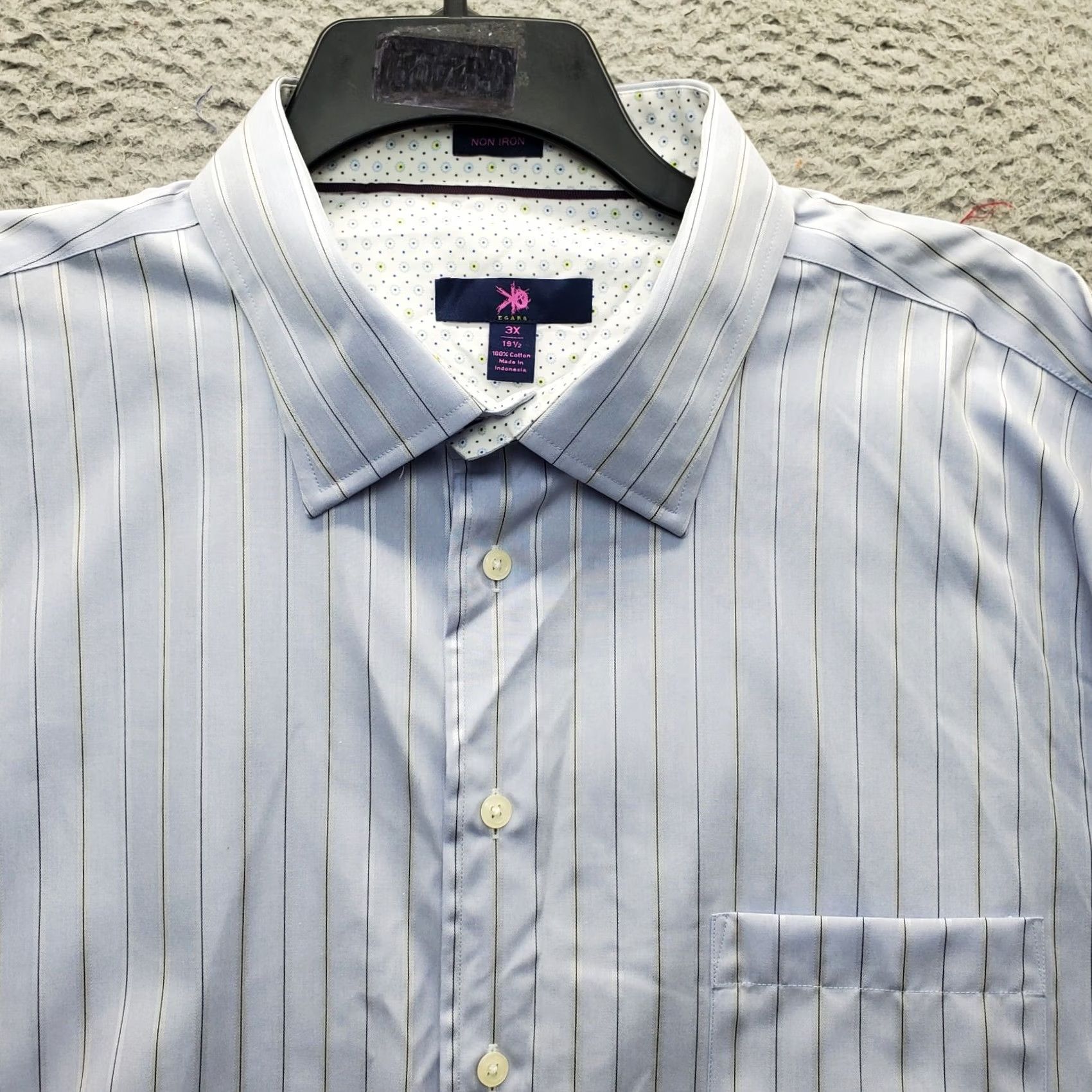 Egara Egara Dress Shirt Mens 3X Multicolor Pinstripe Non-Iron French Cuff Collared Button Up Size 48R - 5 Thumbnail