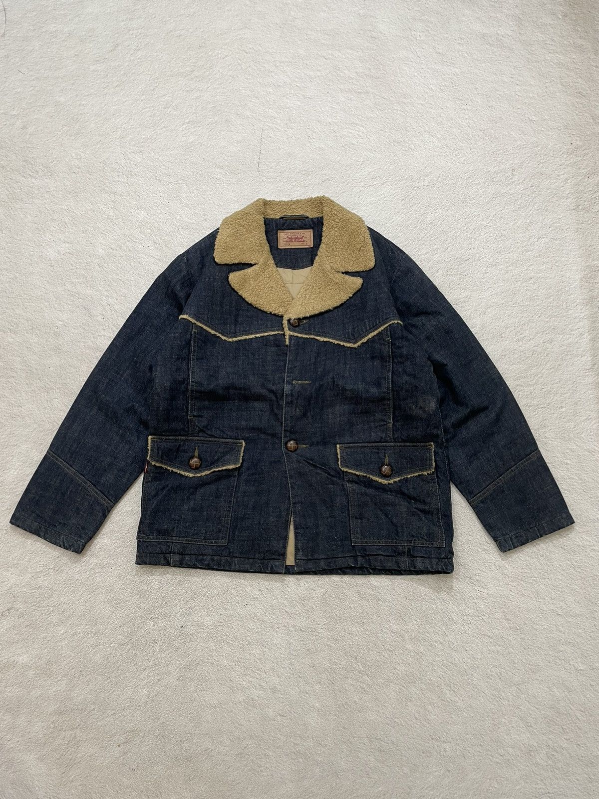 14th Addiction 2000s Levis Raw Denim Jacket Collar Heavy Weight Y2K Japan Size US XL / EU 56 / 4 - 1 Thumbnail