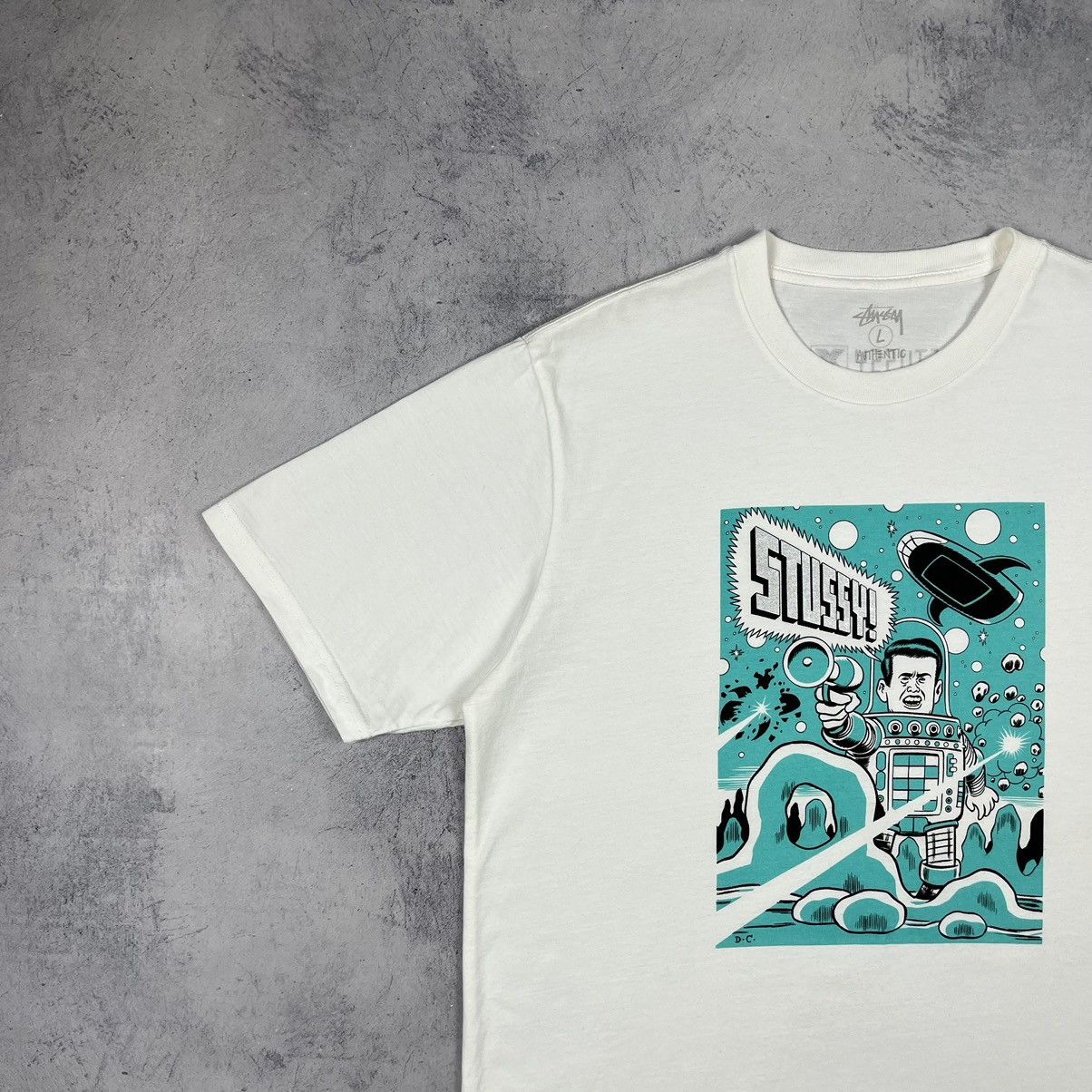 Stussy Stussy x Daniel Clowes y2k cropped big logo tee Size US L / EU 52-54 / 3 - 6 Thumbnail
