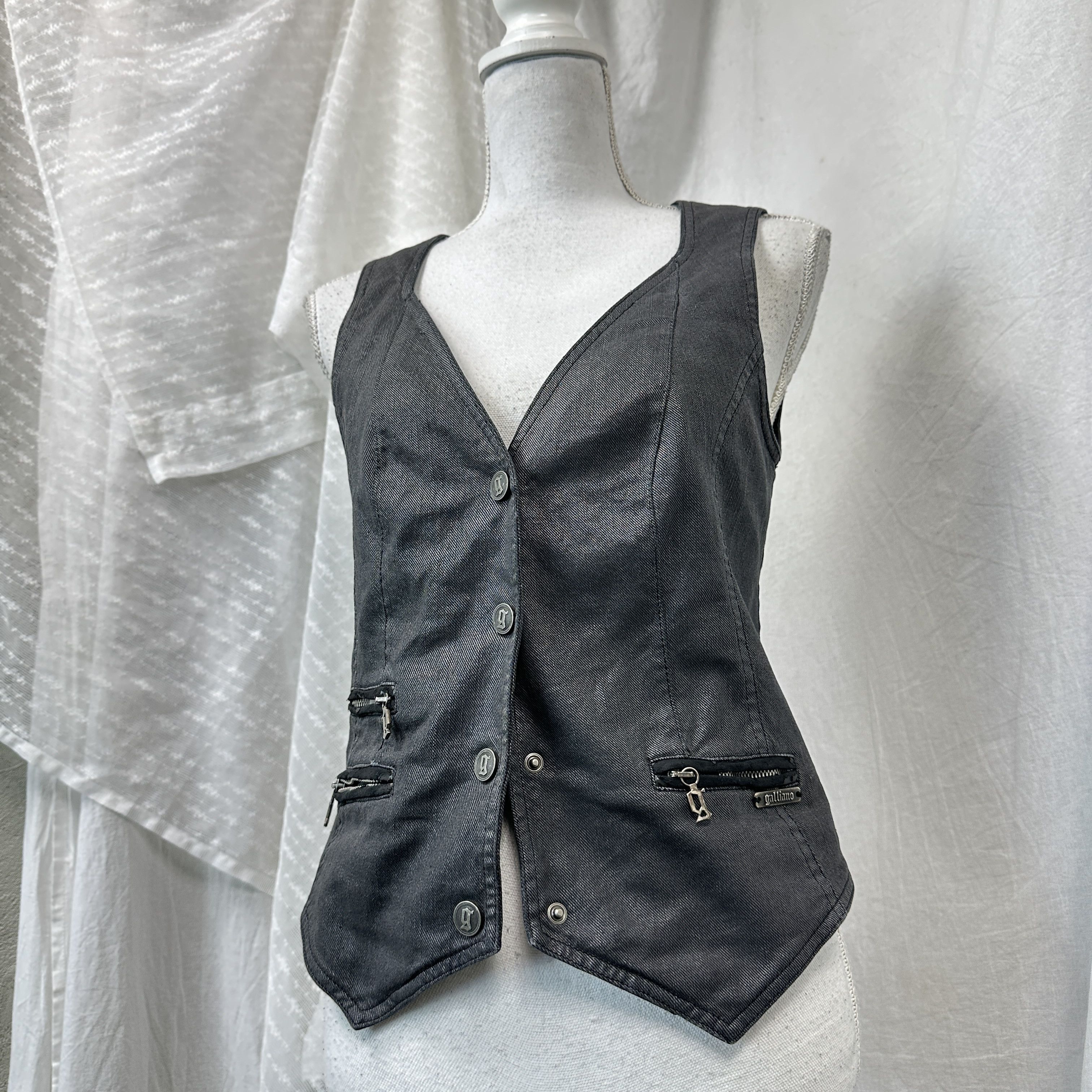 John Galliano Vintage Button Up John Galliano Waxed Vest/Corset Y2K Size S / US 4 / IT 40 - 1 Thumbnail