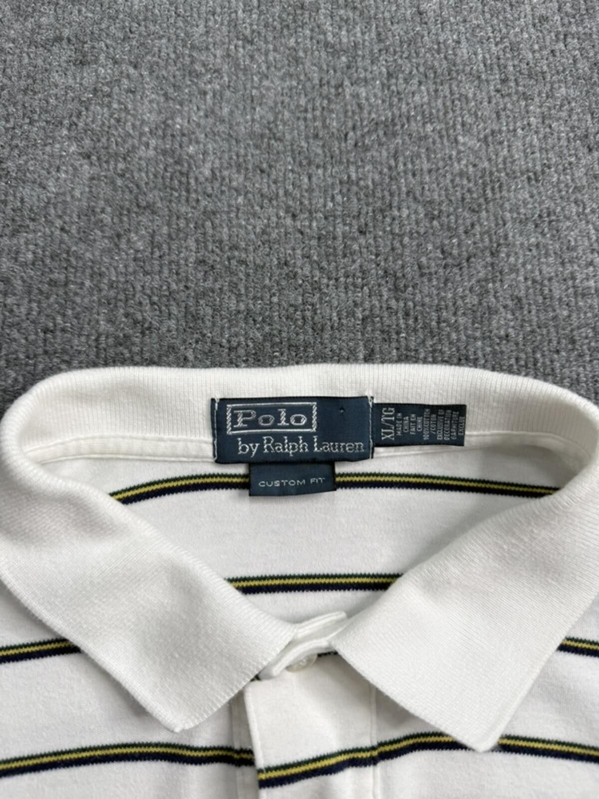 Polo Ralph Lauren Vintage 90s Polo Ralph Lauren Striped Polo Shirt White XL Size US XL / EU 56 / 4 - 6 Thumbnail