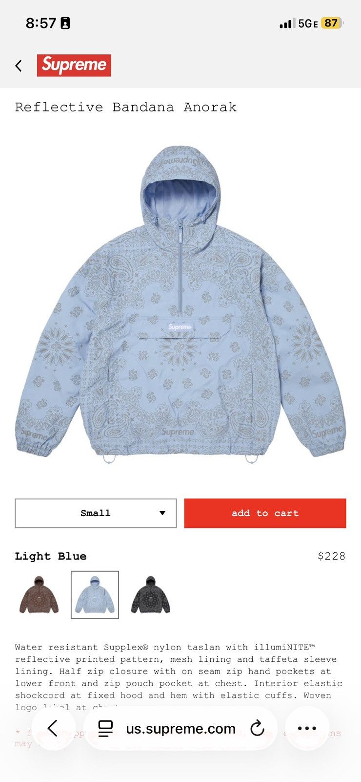 Supreme Supreme Reflective Bandana Anorak | Grailed