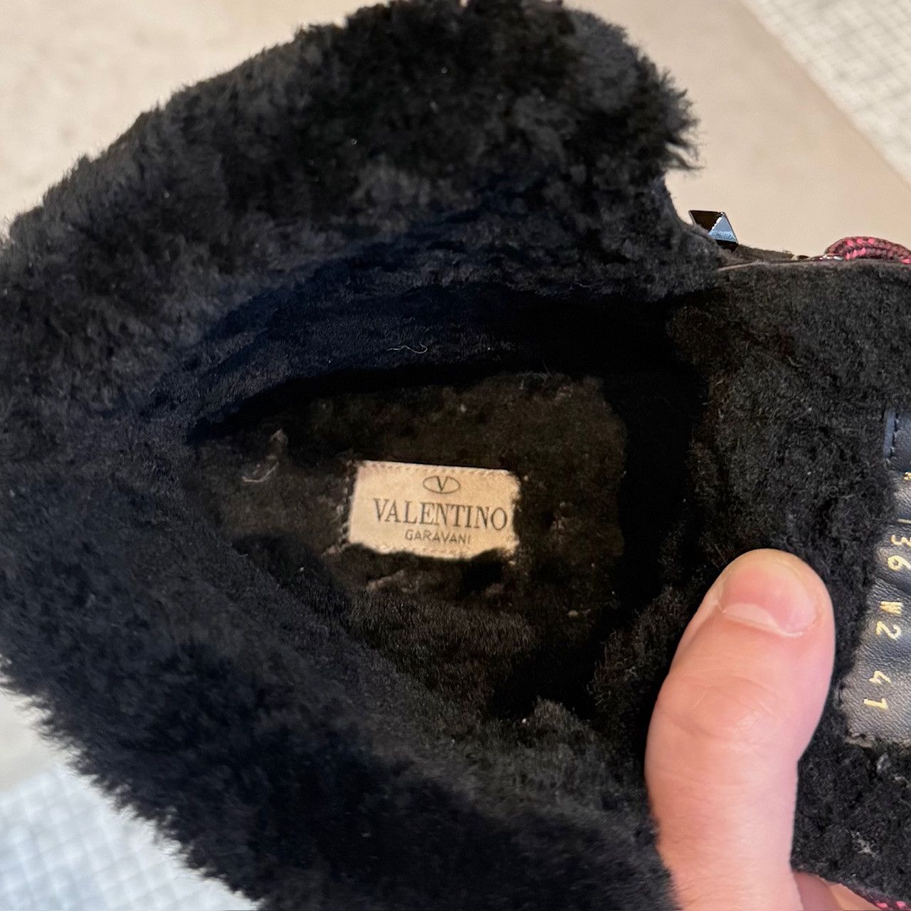 Valentino Valentino Black Suede Shearling Lined Winter Hiking Boots Size US 11 / IT 41 - 12 Thumbnail