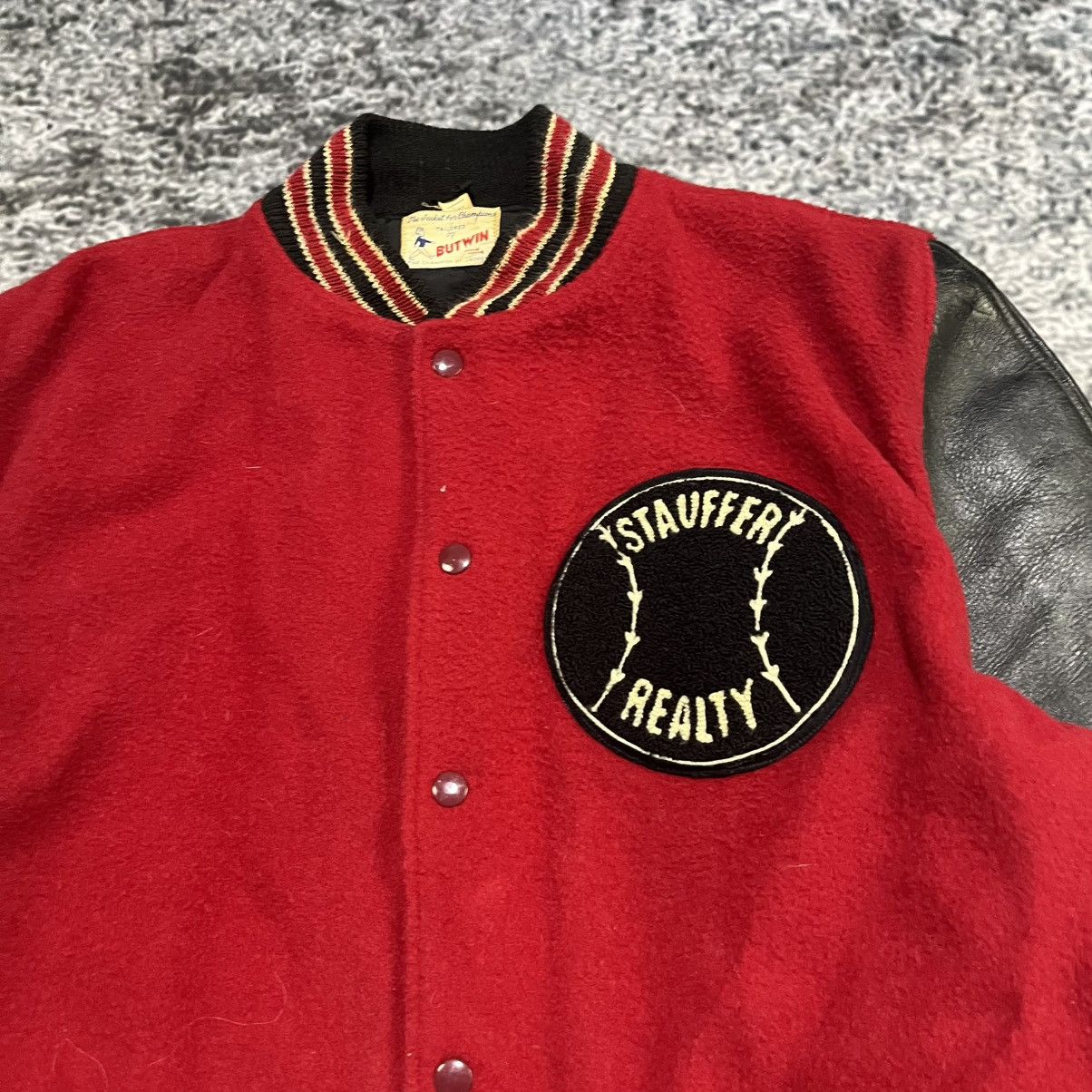 Vintage Vintage 1960s Stauffers Reality Wool Leather Varsity Jacket Size US L / EU 52-54 / 3 - 5 Thumbnail