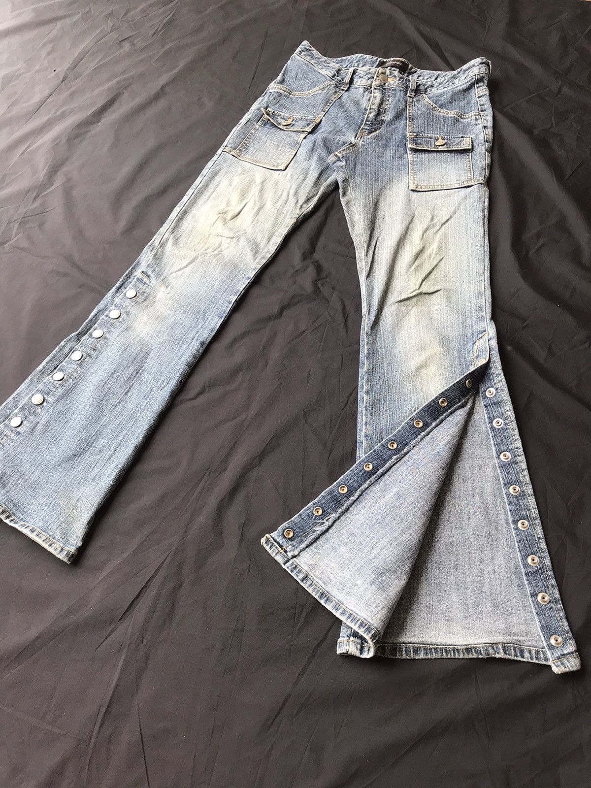 image of Hysteric Glamour x If Six Was Nine Accept Offers Flare Jeans With Button Oririn Jeans Japan in Blue