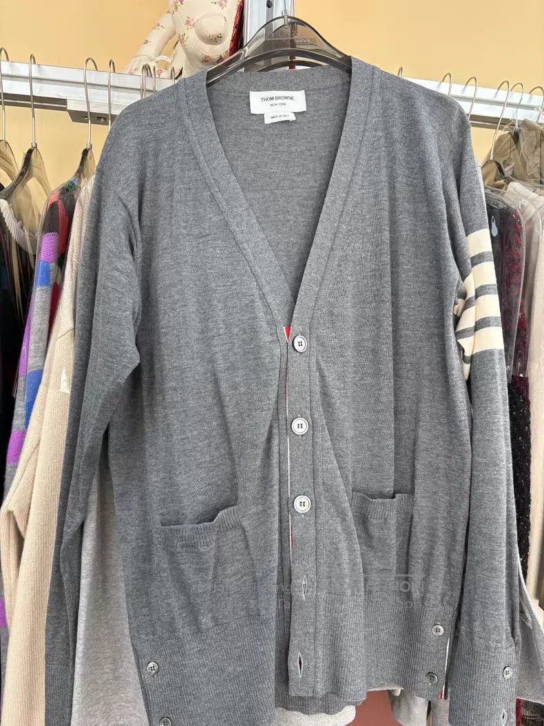 Thom Browne Thom Browne Gray Cashmere Knit Cardigan Size US M / EU 48-50 / 2 - 1 Thumbnail