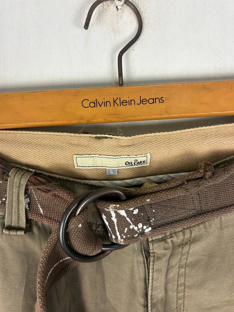 Japanese Brand Cargo Pant By Oil Cake , Faded Complete with Belt , Loose Size US 34 / EU 50 - 7 Thumbnail