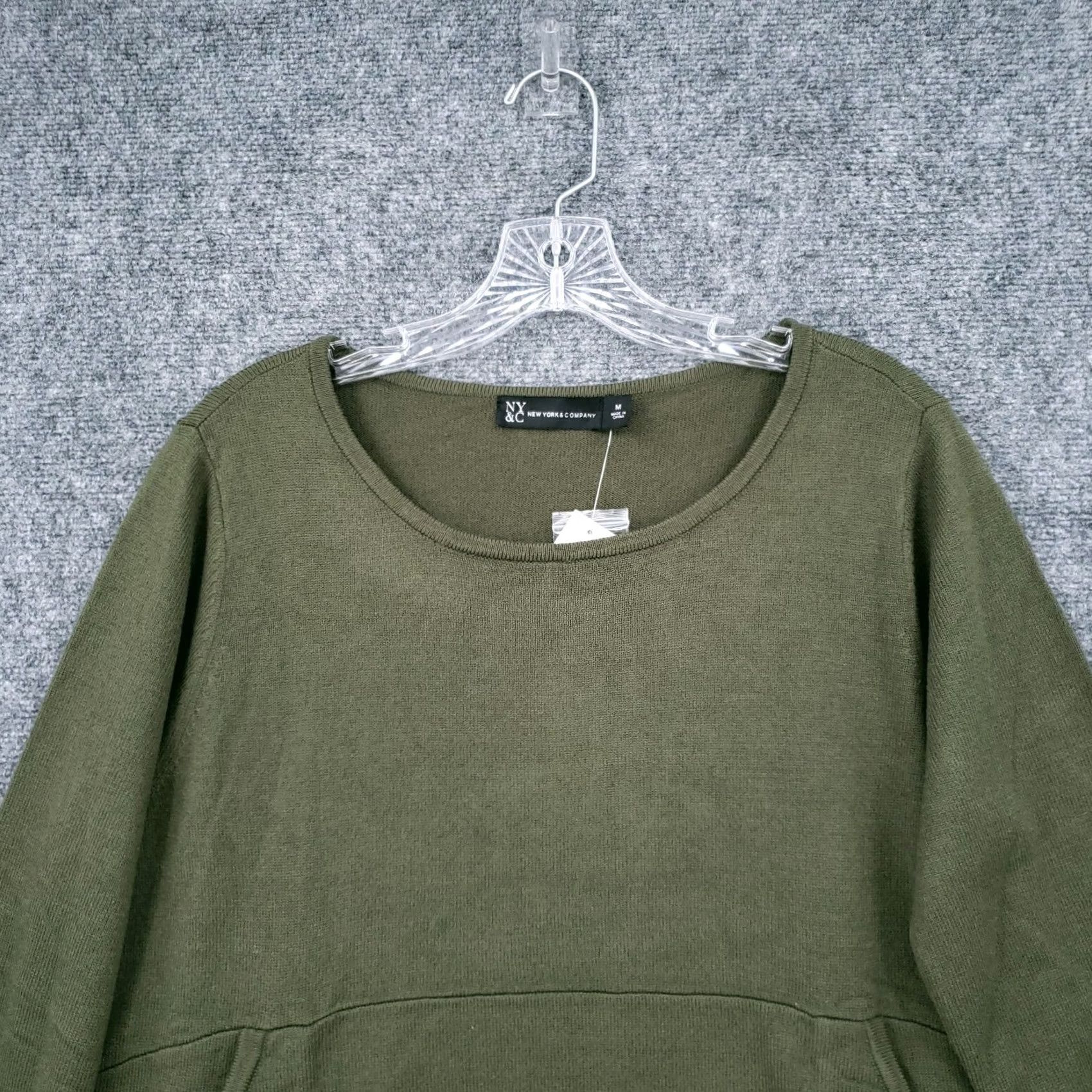 Vintage NYC Sweater Women Medium Green Long Sleeve Tunic Pullover Knit Size M / US 6-8 / IT 42-44 - 3 Thumbnail