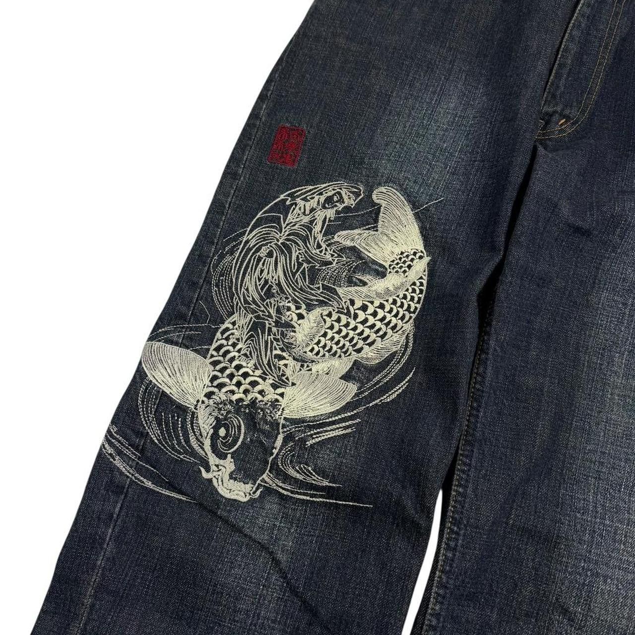 Karakuri Tamashii Karakuri Tamashii Embroidered Koi Japanese Jeans - Waist 30 Size US 30 / EU 46 - 2 Thumbnail