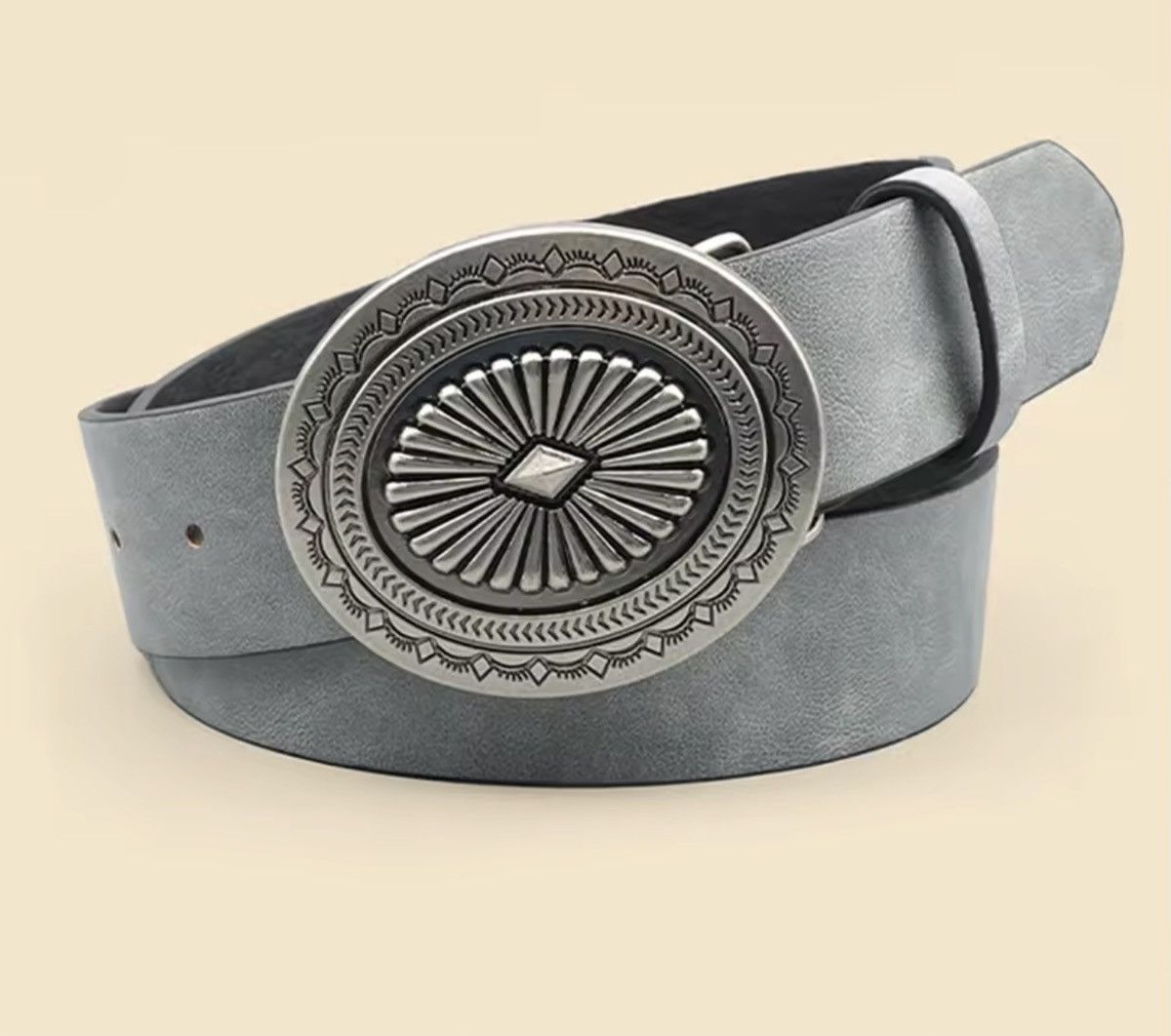 Japanese Brand 100 cm Western Oversized Engraved Buckle Belt Size 32 - 5 Thumbnail