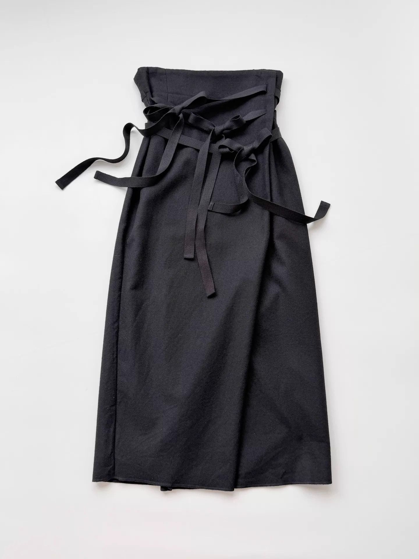 Comme des Garcons CDG Black Wool High-Waist Triple Tie Long Skirt M Size 27" / US 4 / IT 40 - 1 Thumbnail