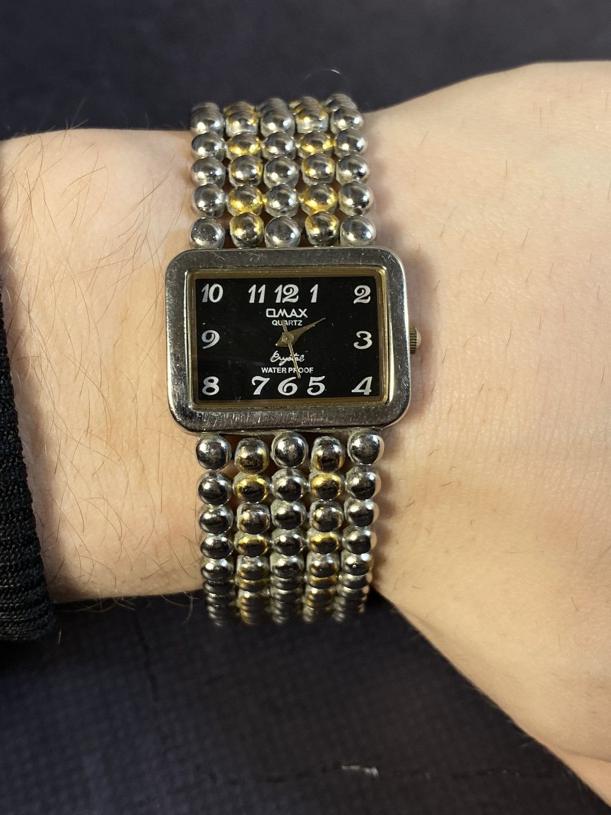 Japanese Brand Omax Rectangular Dial Beaded Bracelet Watch Japanese Brand Size ONE SIZE - 5 Thumbnail