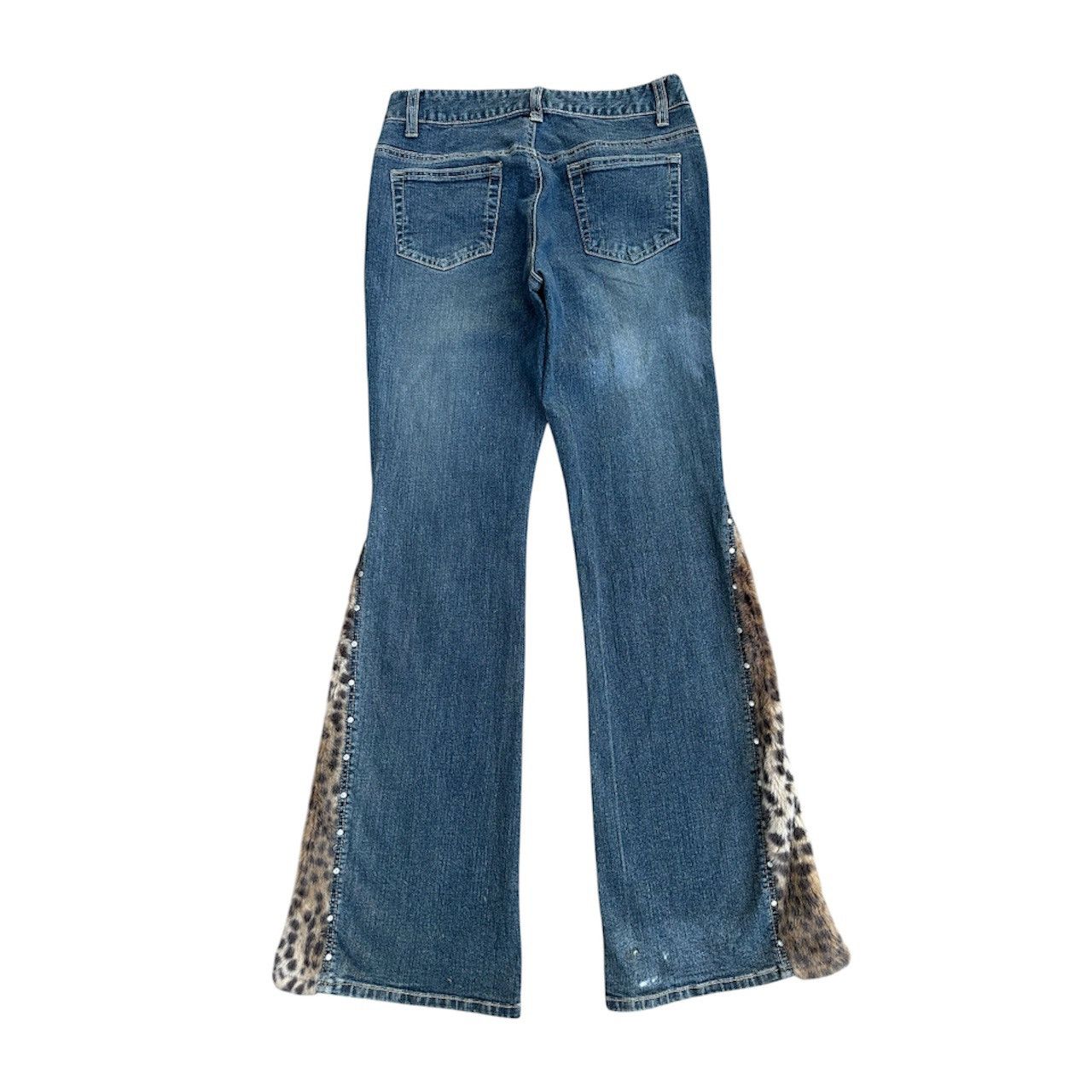 Japanese Brand Y2K Flare Hysteric Inspired Jeans With Leopard Fur W27 Size 27" / US 4 / IT 40 - 2 Thumbnail