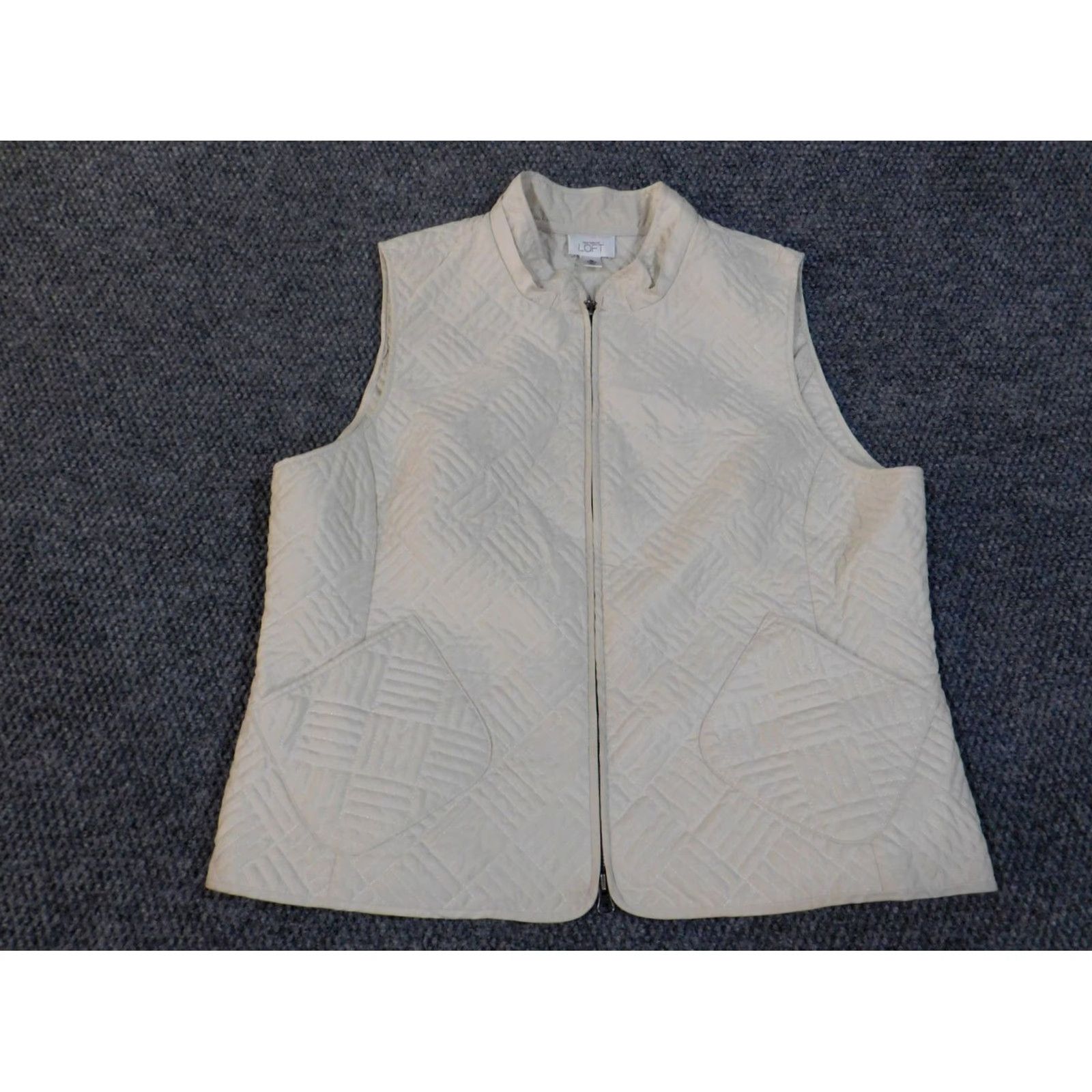 Ann Taylor Loft Vest XL Beige Sleeveless Jacket Womens Polyester Lined Outdoor Ann Taylor Loft Baggy Regular Solid Beige Vest Outdoor Womens XL Clothing Size XL / US 12-14 / IT 48-50 - 3 Thumbnail