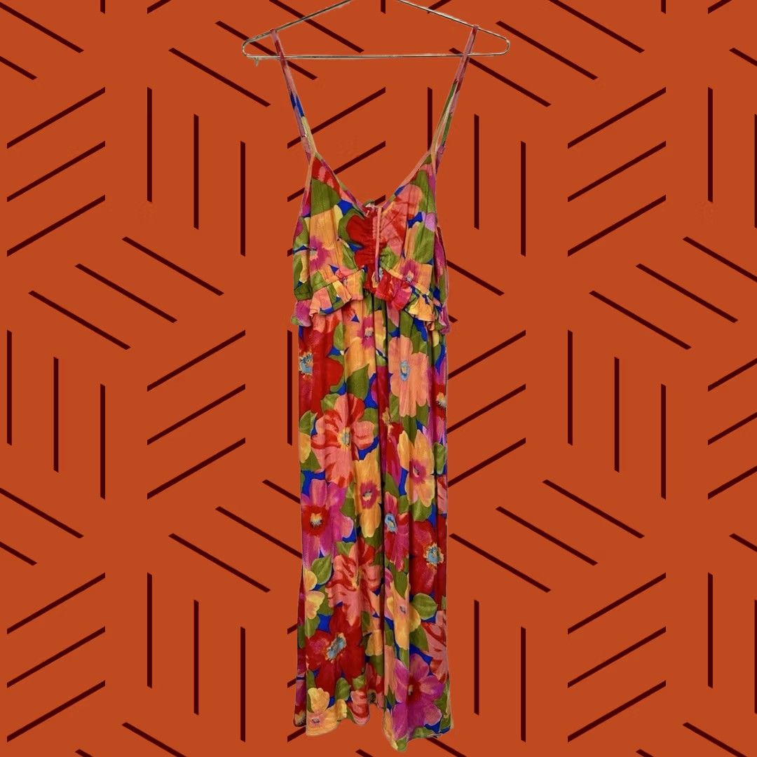 Billabong VINTAGE? NEW Billabong Rebel Hearts Dark Floral Spaghetti Strap Midi Dress Women’s Medium Size M / US 6-8 / IT 42-44 - 1 Thumbnail