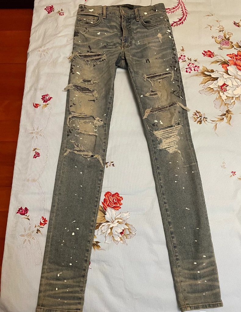 Amiri Ink Splatter Blue Diamond Jeans