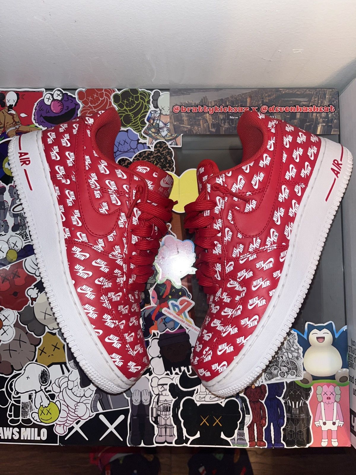 nike air force 1 low all over logo red