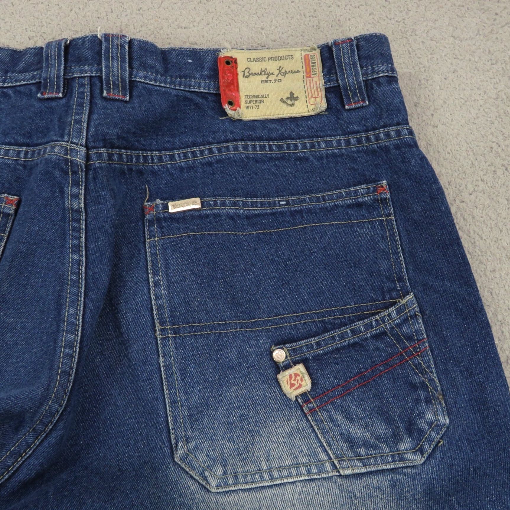 Doublet VINTAGE Brooklyn Xpress Baggy Jeans 40 Men Carpenter Y2K Double Knee Grunge Skater Wide Leg Opening 11" Denim Blue 5-Pocket Mens Jeans Size US 40 / EU 56 - 5 Thumbnail