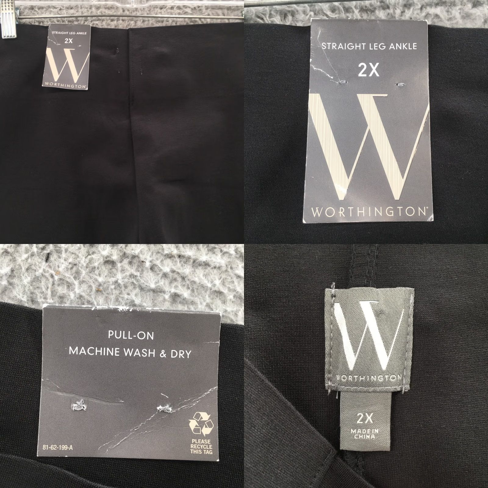 Worthington Worthington Pull On Straight Leg Ankle Pants Womens 2X Black NEW Size 40" / US 18 - 9 Thumbnail