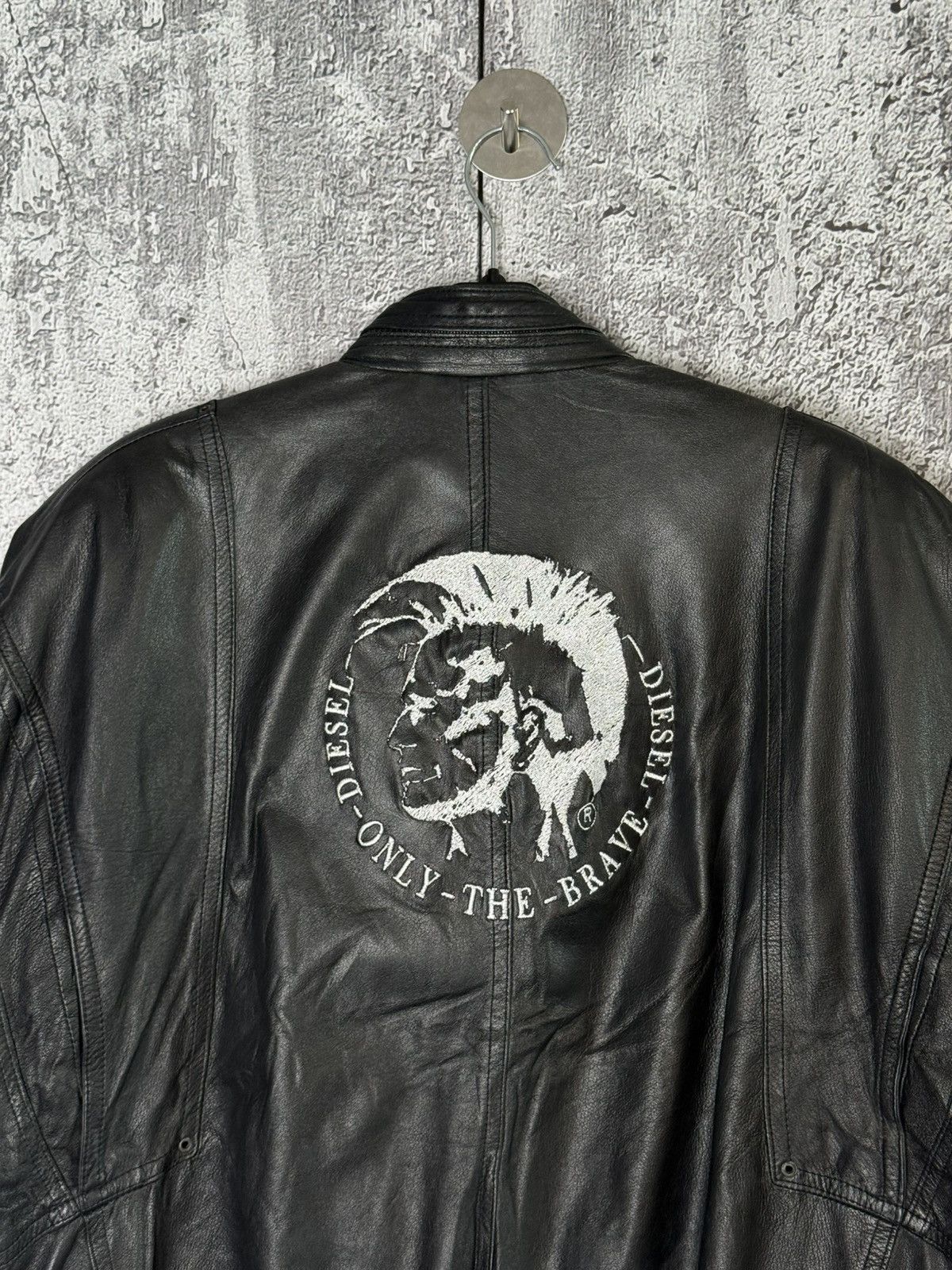 Diesel Diesel Oversized Leather Bomber Jacket Embroidered Big Logo Size US XL / EU 56 / 4 - 2 Thumbnail