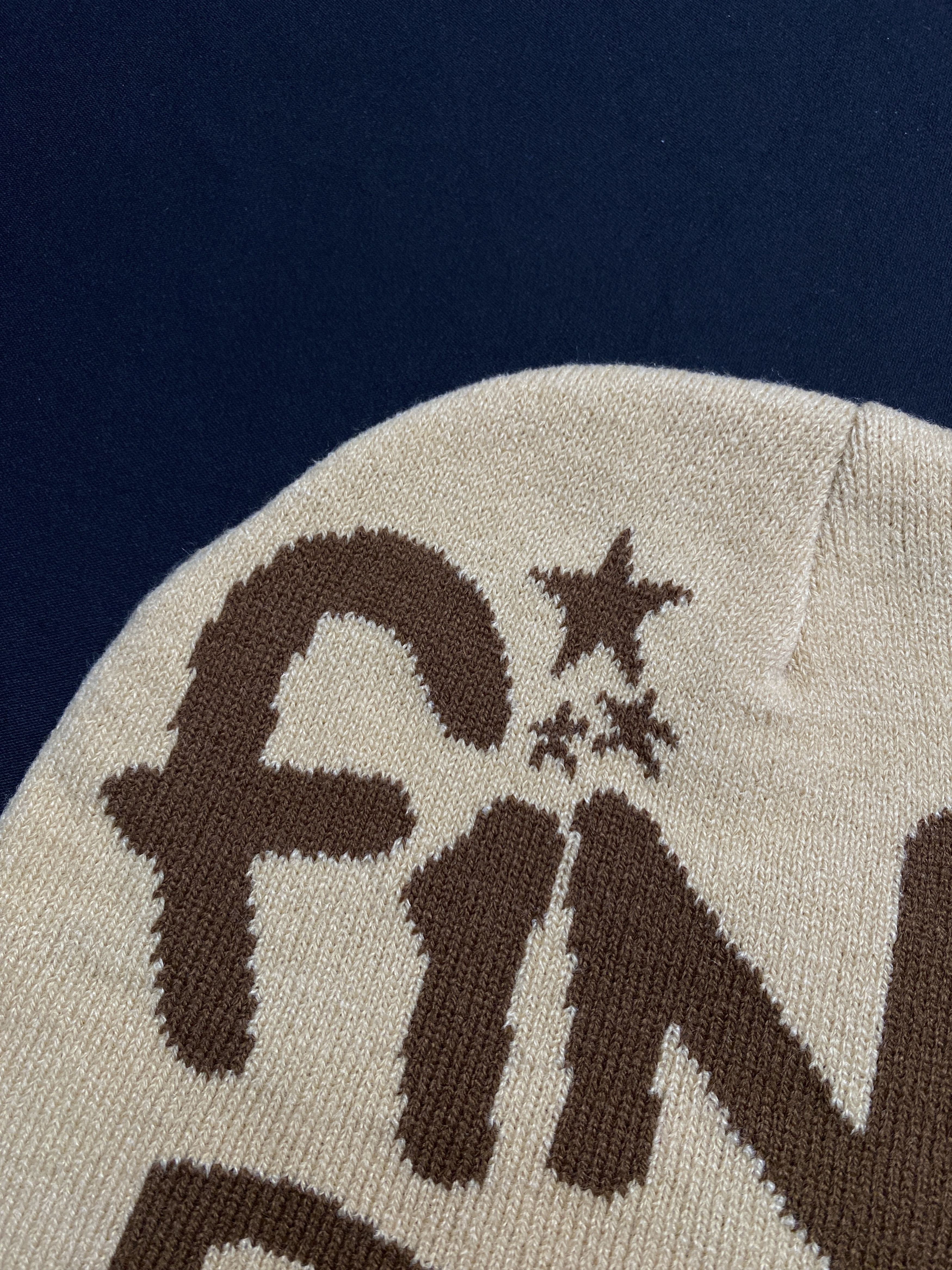 Japanese Brand Deadstock Fine Boy Graphic No Cuff Knit Brown Beanie OS Size ONE SIZE - 3 Thumbnail