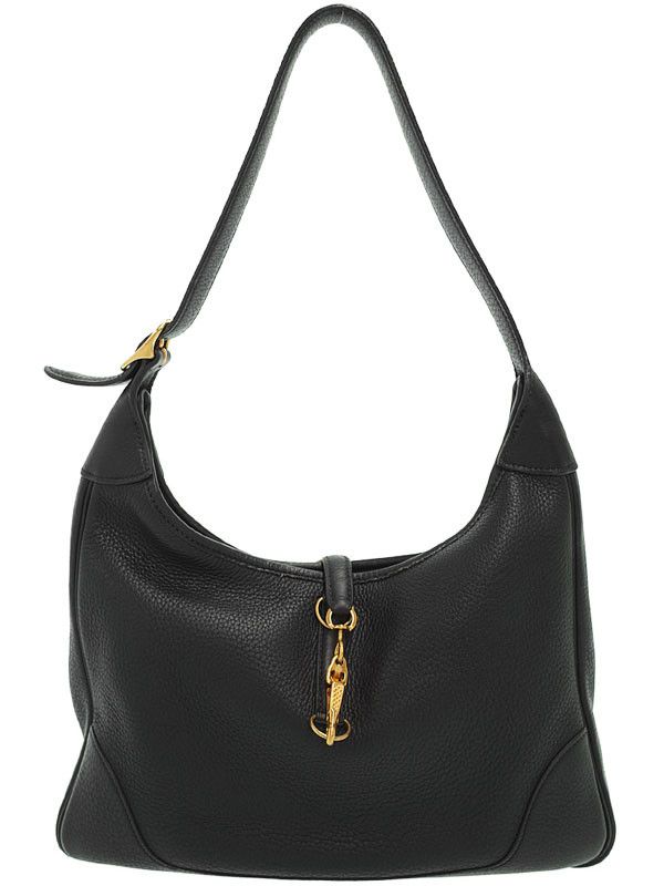 image of Hermes Trim G Engraved Shoulder Bag Black, Women's