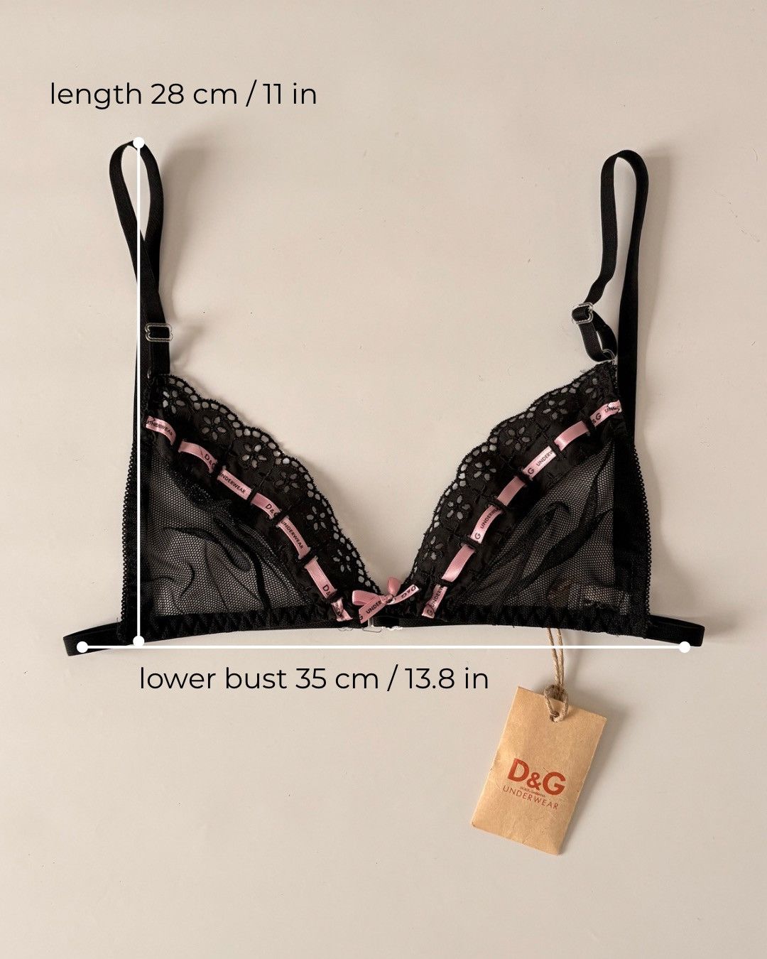 Dolce & Gabbana DOLCE & GABBANA underwear black bralette sheer mesh bra 75C Size ONE SIZE - 3 Thumbnail