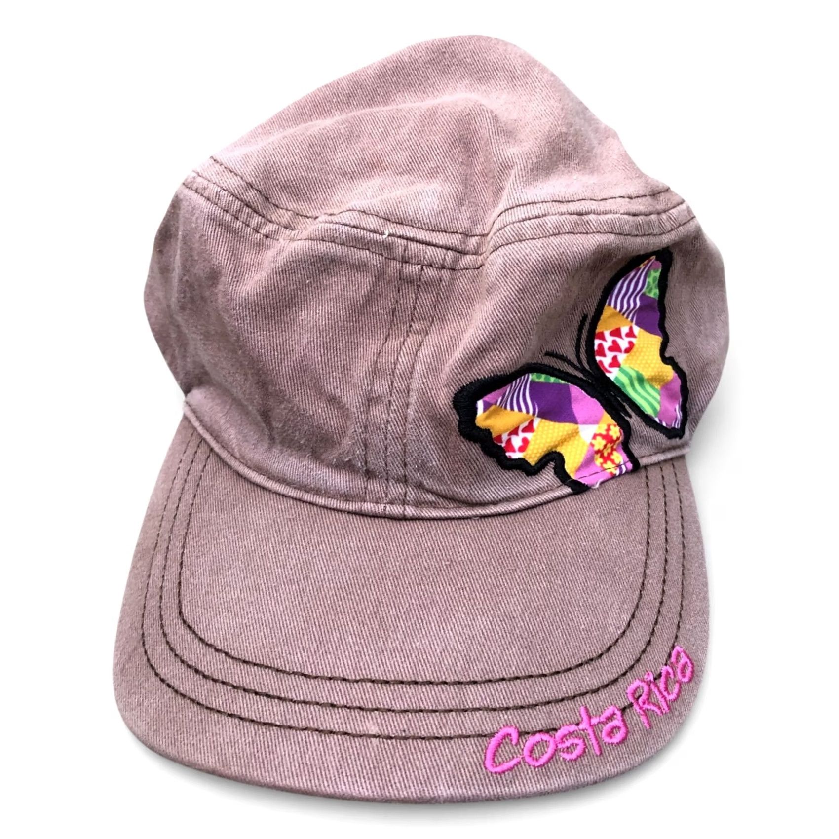 Vintage Vintage Costa Rica Butterfly Army Hat Women's Pura Vida Cap Brown One Size Adjustable 100% Cotton Mens Womens Girls Boys Size ONE SIZE - 2 Thumbnail