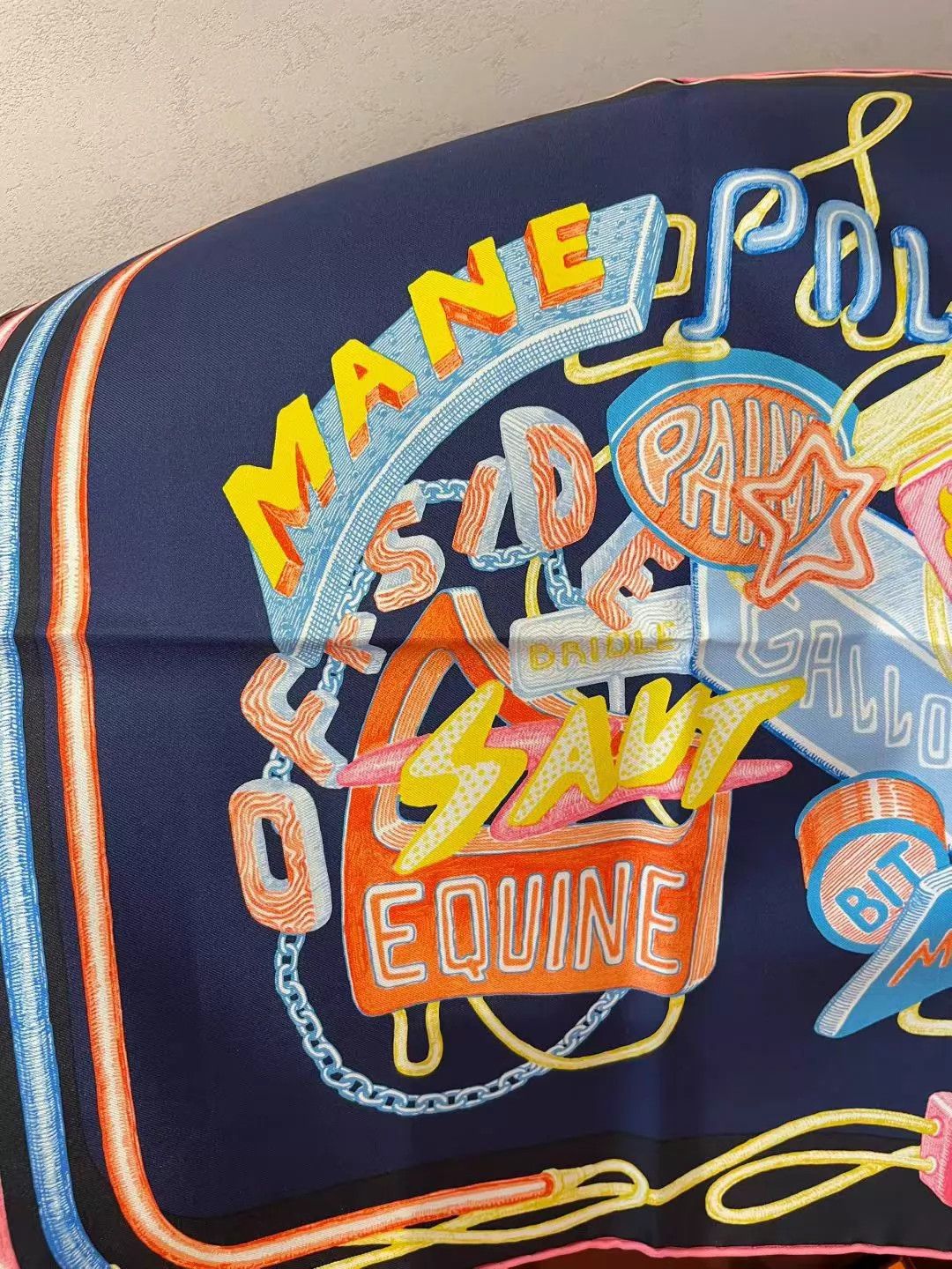 Hermes Hermes Prism of Horses Neon Silk Scarf 45cm Size ONE SIZE - 3 Thumbnail