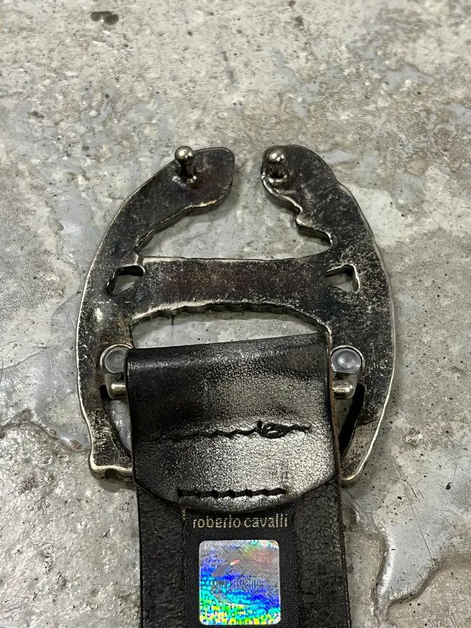 Roberto Cavalli 2000s Cavalli Two Tones Black & Silver Leather Belt Size ONE SIZE - 7 Thumbnail