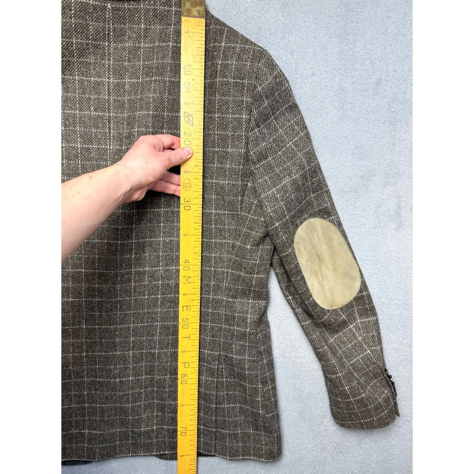 Vintage Navyboot Blazer Shirt Mens EU 54 Brown Plaid Wool 100 Super 100 Wool Jacket Check Tuxedo Adjusted Size 54R - 3 Thumbnail