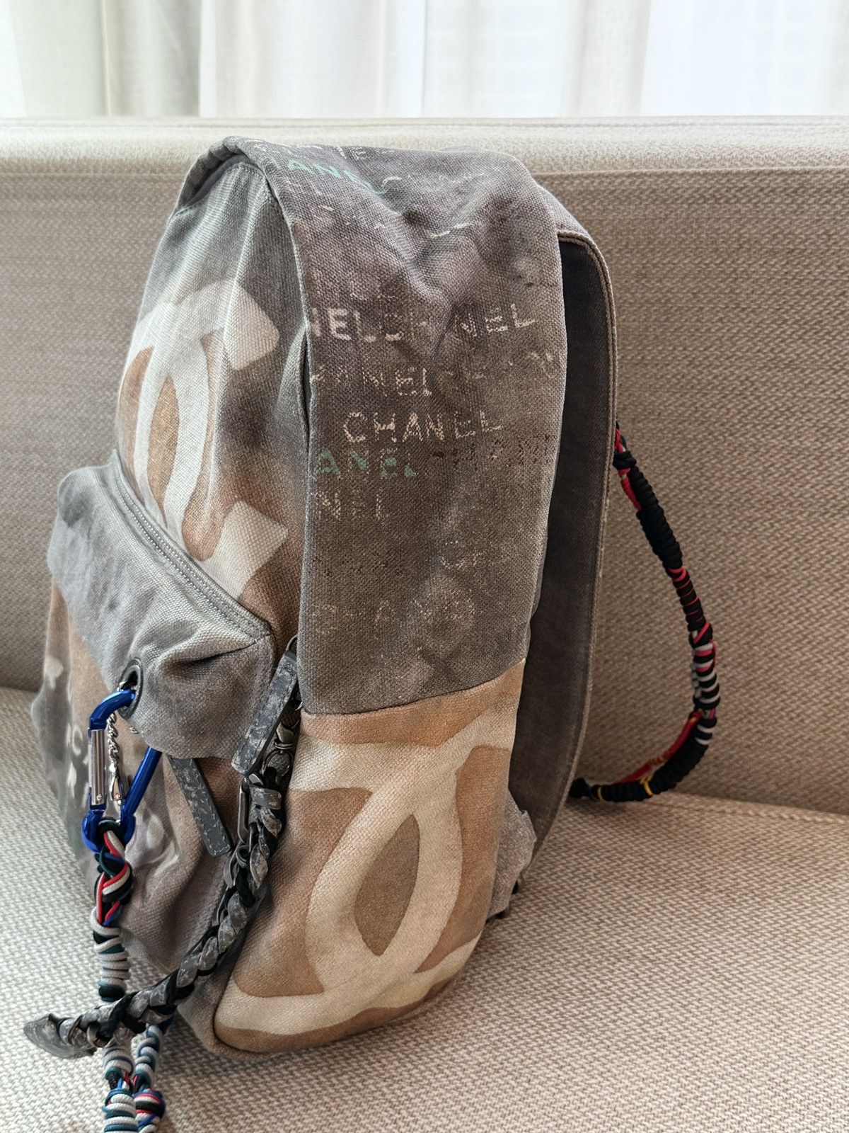 Chanel Chanel 2014 Art School Graffiti Canvas Gray Backpack Size ONE SIZE - 3 Thumbnail