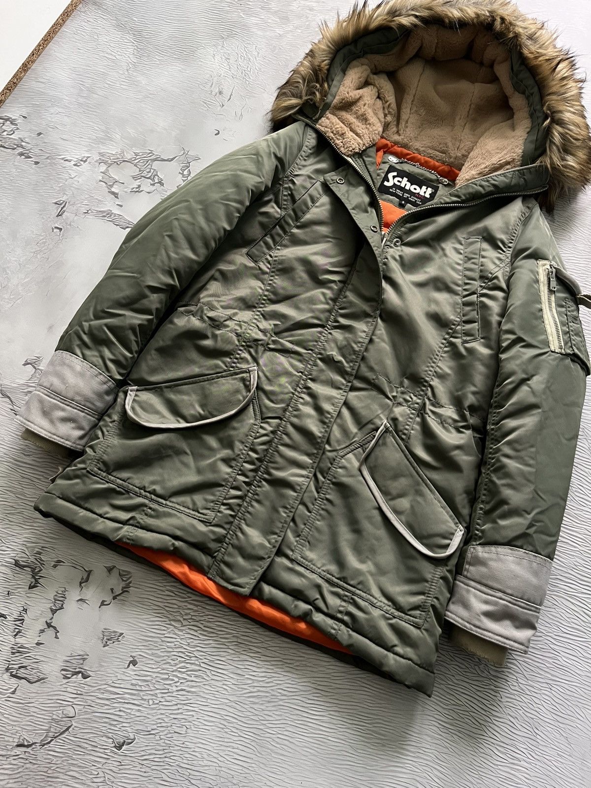 Schott Schott Vintage Jacket Parka Avant Garde Streetwear Olive Size S / US 4 / IT 40 - 2 Thumbnail