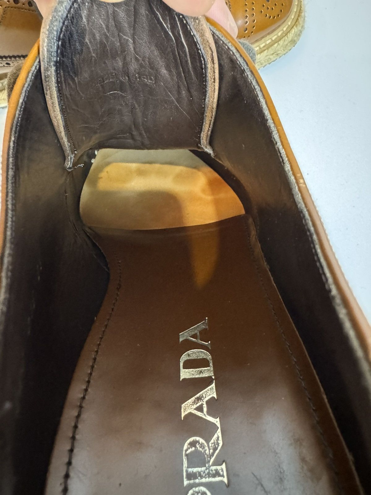 Prada Prada Levitate Espadrille Wingtip Brogues - Cognac Leather- Size US 9.5 / EU 42-43 - 6 Thumbnail