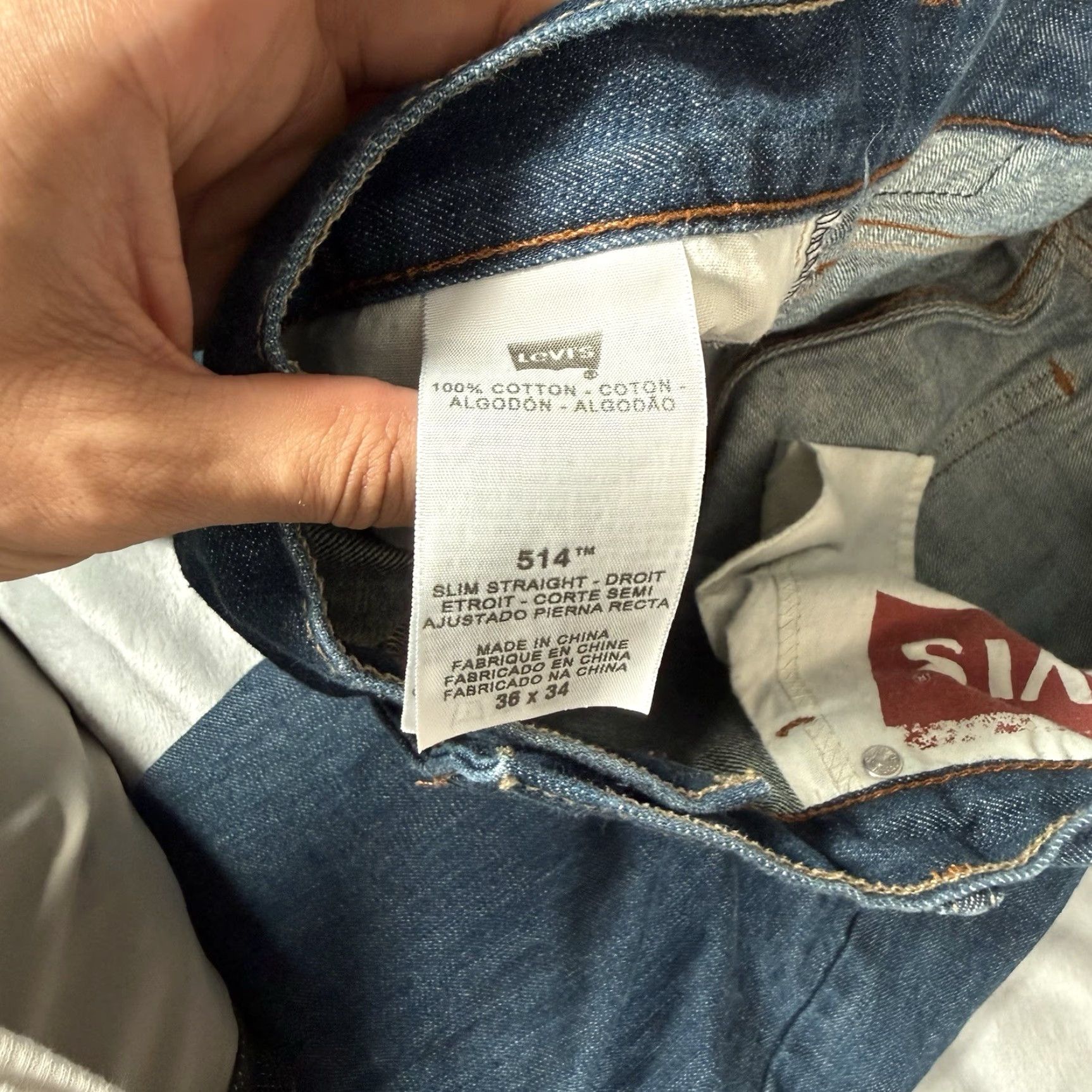 Levi's Levi's 514 Slim Straight Jeans Mens 34x33 34 Inseam Low Rise Denim Blue Slimming Button Zip 5-Pocket Logo Straight Jeans Men Size US 34 / EU 50 - 5 Thumbnail
