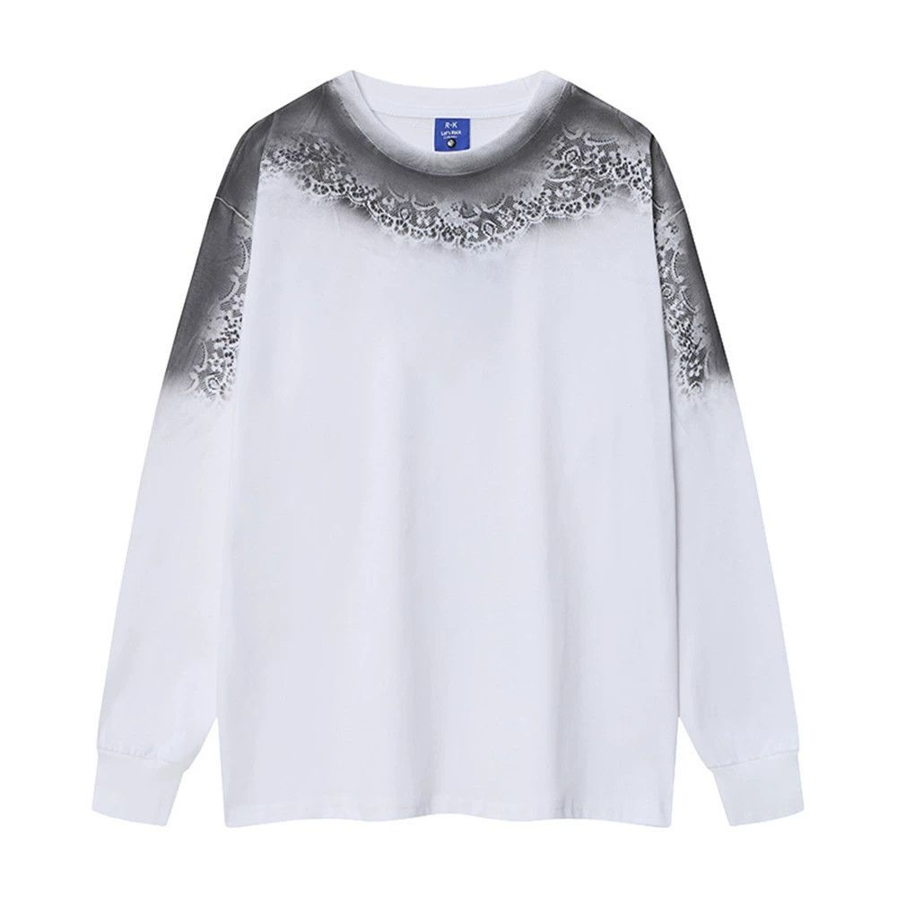 Vintage Men's loose casual long-sleeved T-shirt with inkjet print Size US M / EU 48-50 / 2 - 1 Thumbnail