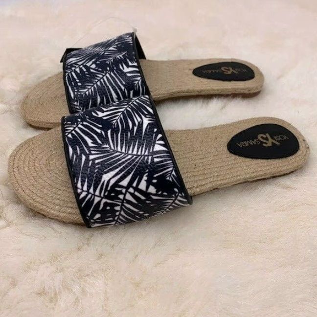 Vintage YOSI SAMRA Floral Slide Sandals Jute Flats - Women's Size 7M - Blue/White Size US 8 / IT 38 - 4 Thumbnail